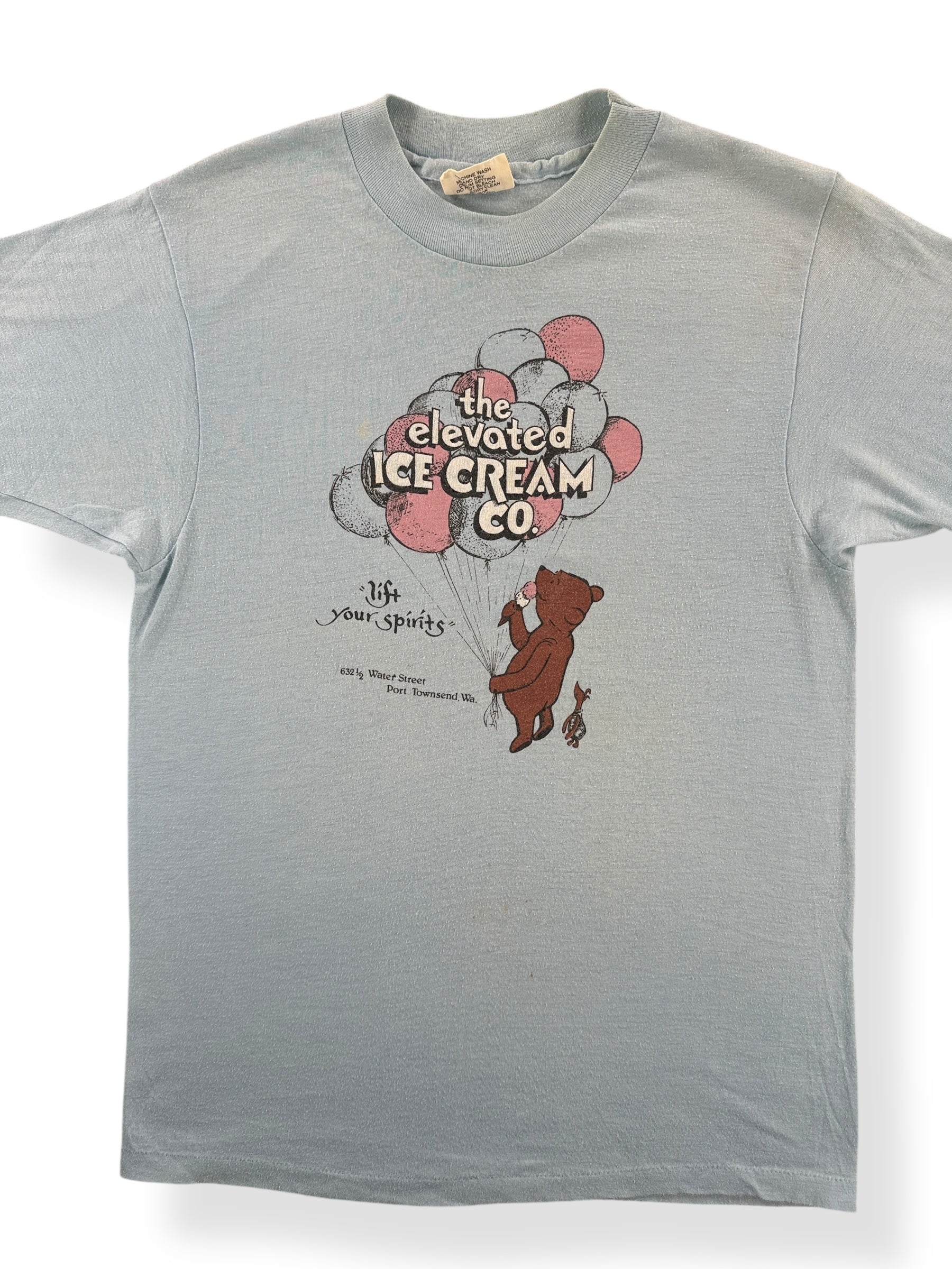 Front Close Up of Vintage 70s Port Townsend Ice Cream Tee SZ S