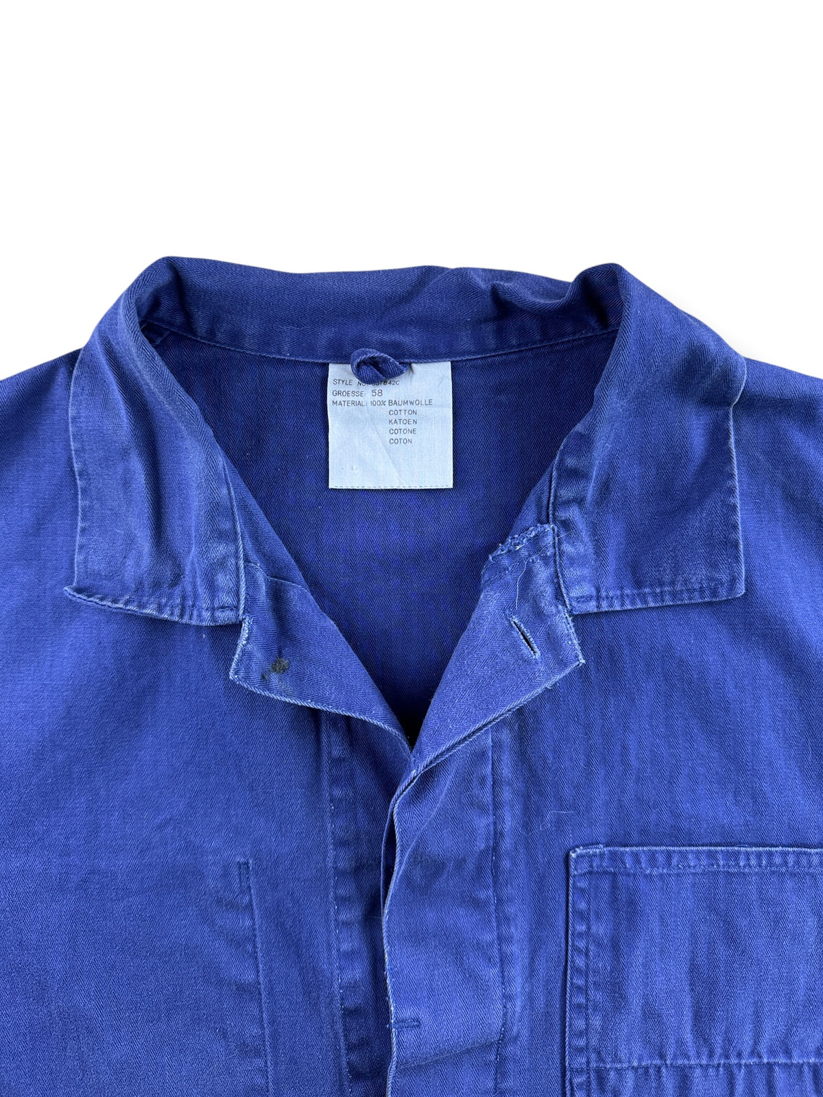 Collar on Vintage HBT French Chore Coat SZ XL