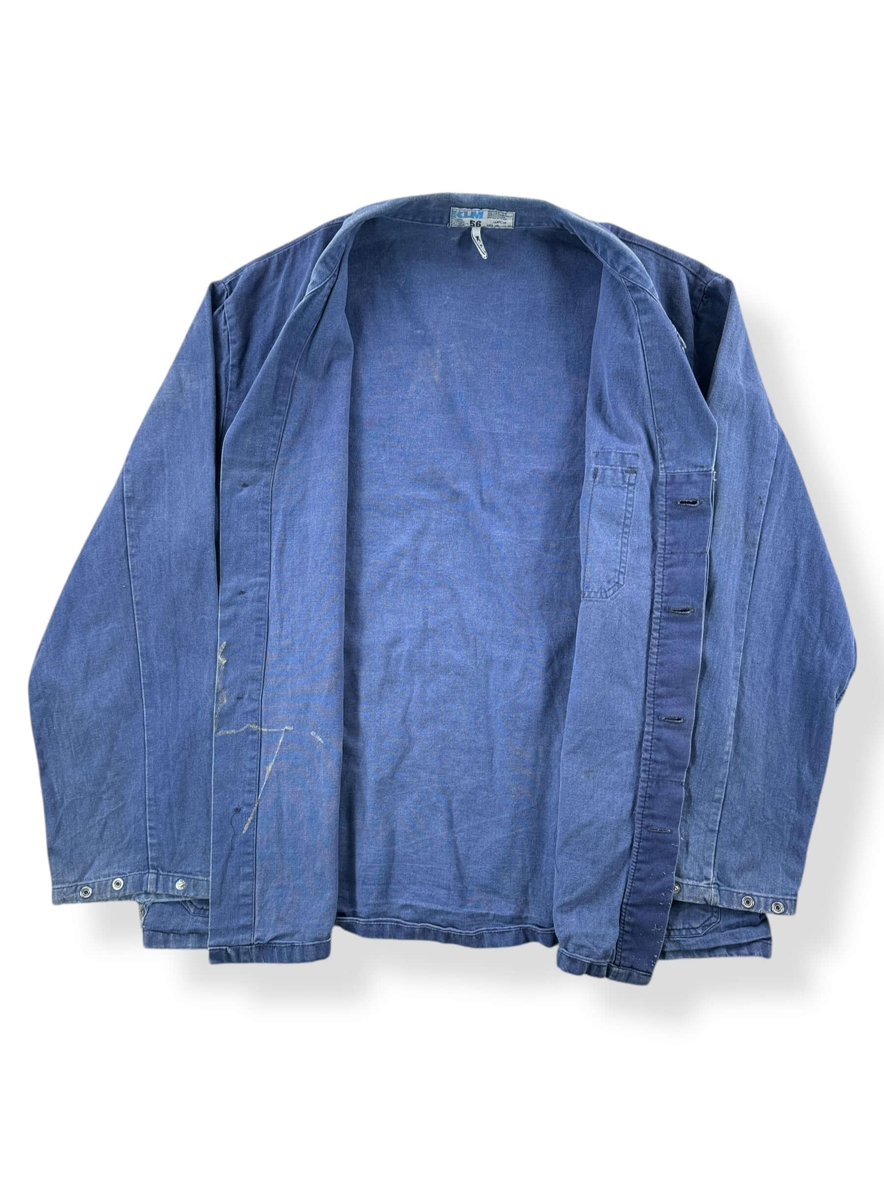 Inside of Vintage KLM Faded French Chore Coat SZ XL