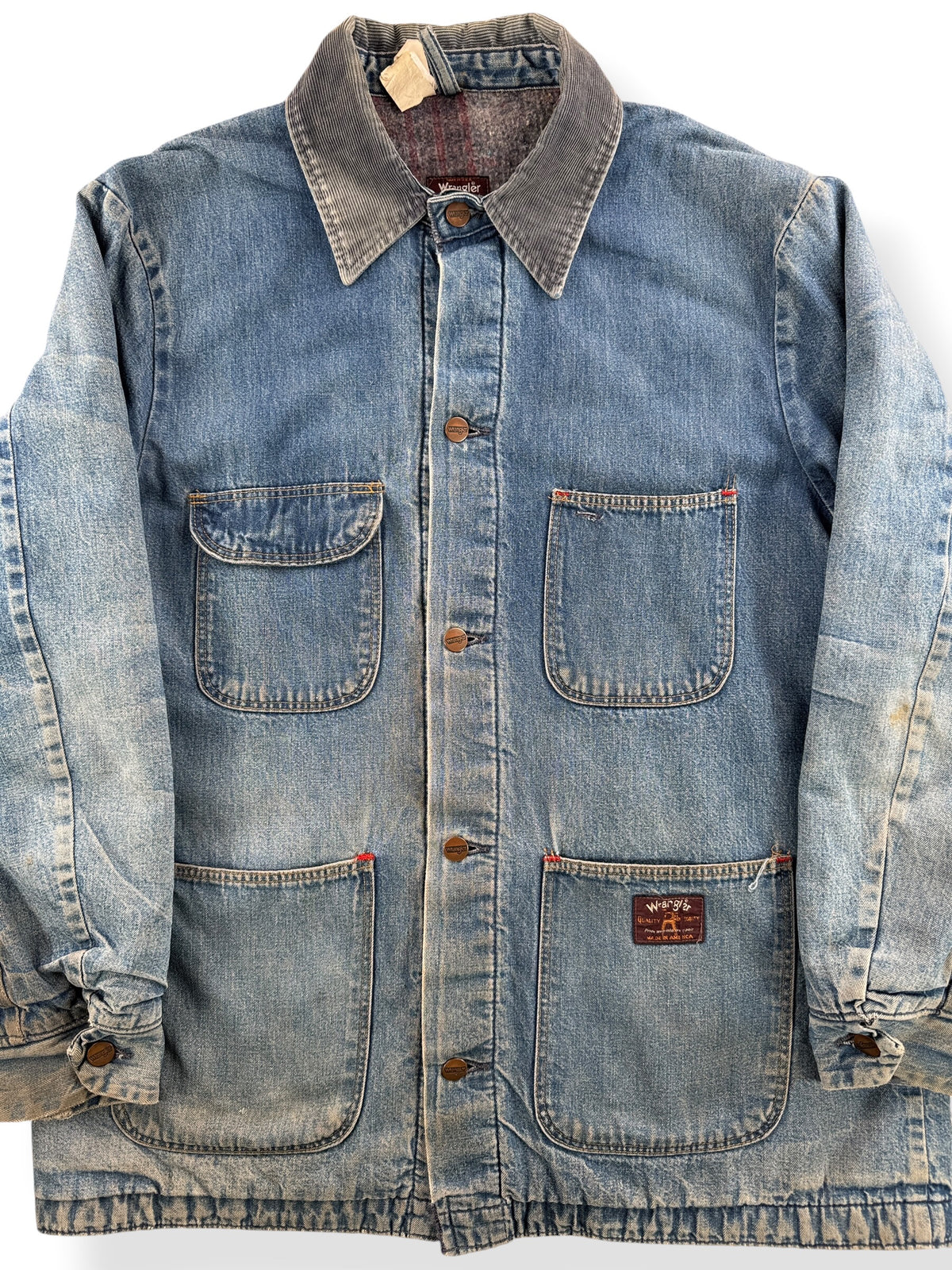 Close-up of Vintage 80s Wrangler Chore Coat SZ 42