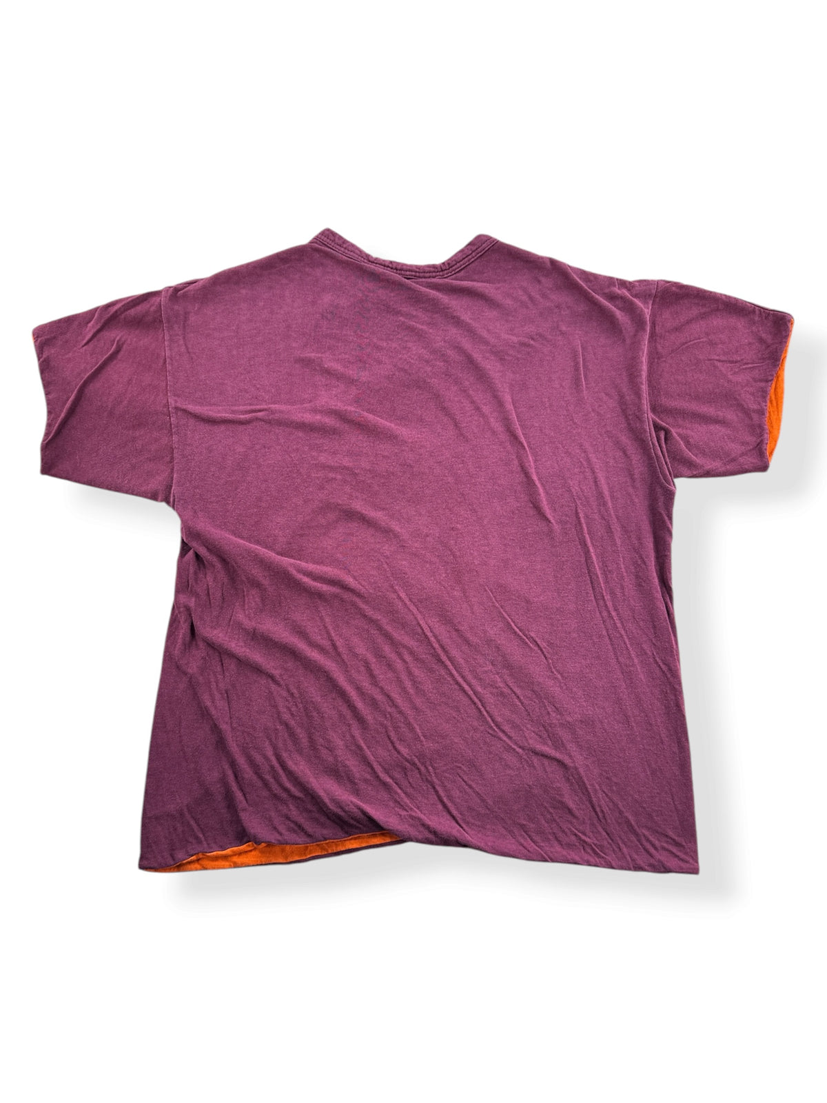 Back of Vintage Champion Blue Bar Burgundy Reversible Tee SZ M