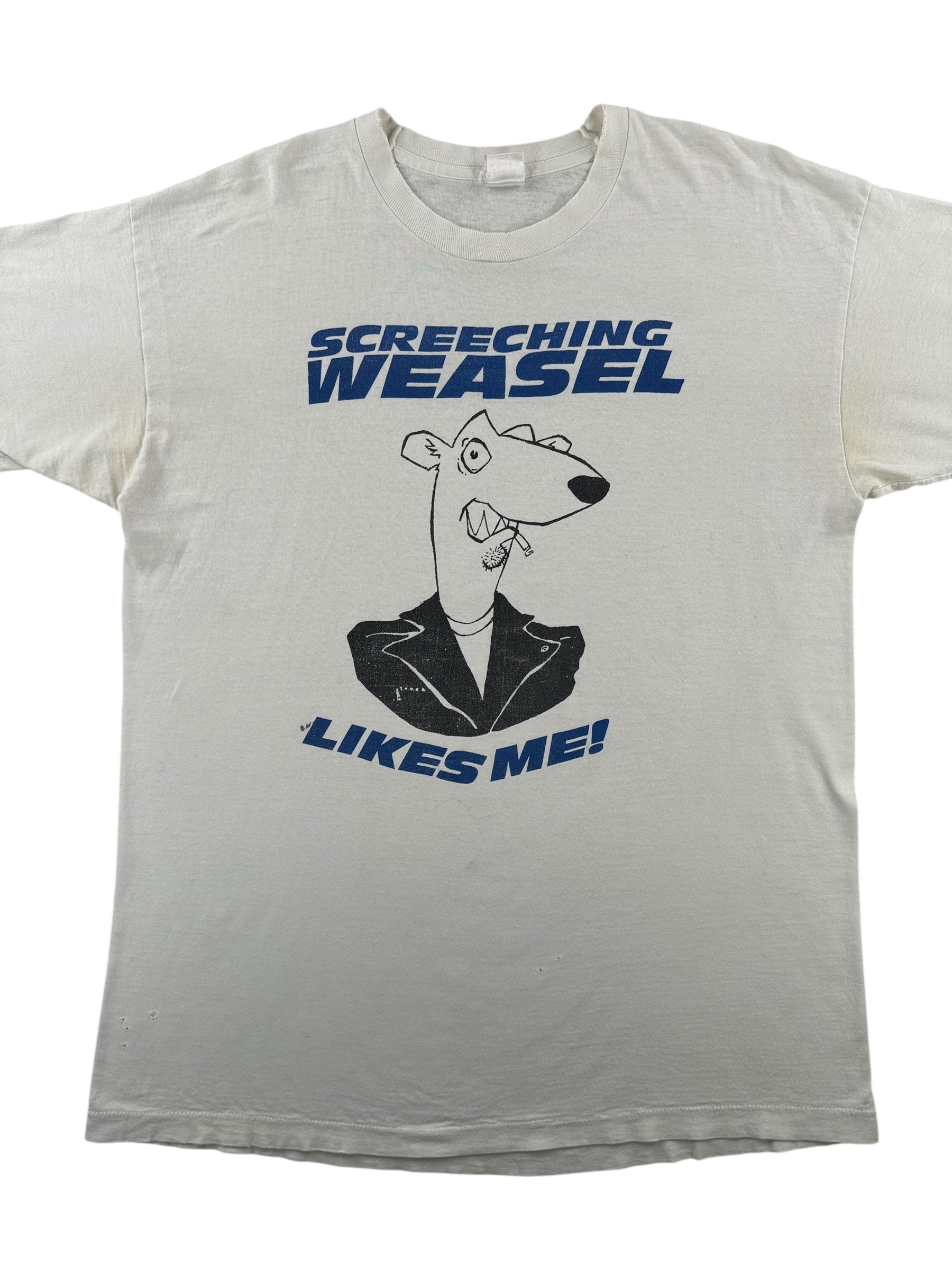 Front Close Up of Vintage Screeching Weasel Loves Me Tee SZ XL