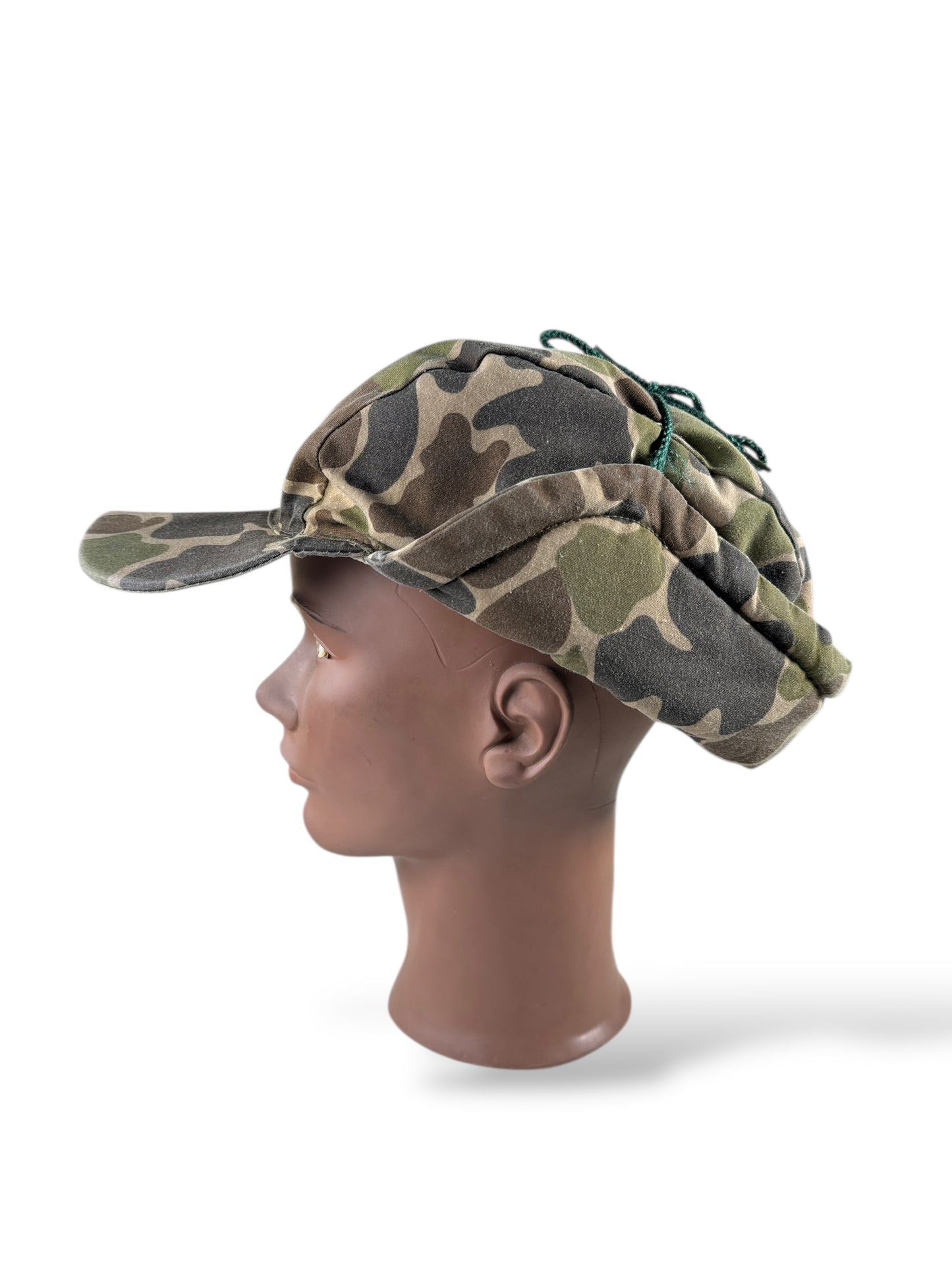 Side of Vintage Eddie Bauer Duck Camo Down Hat OS