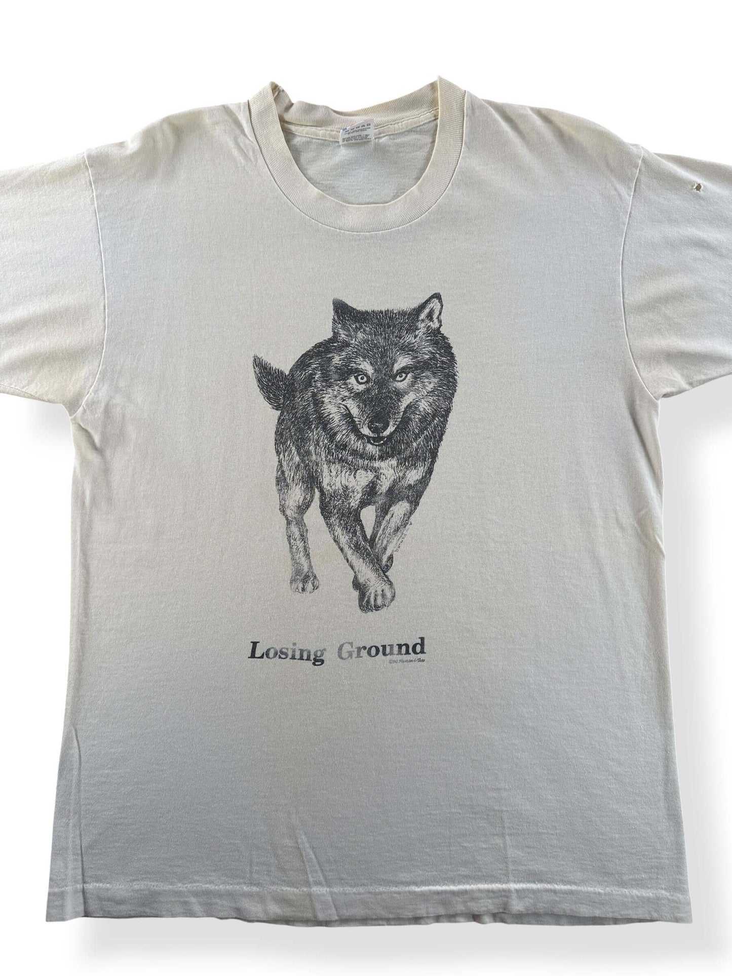 Front Close Up of Vintage Losing Ground Wolf Tee SZ L
