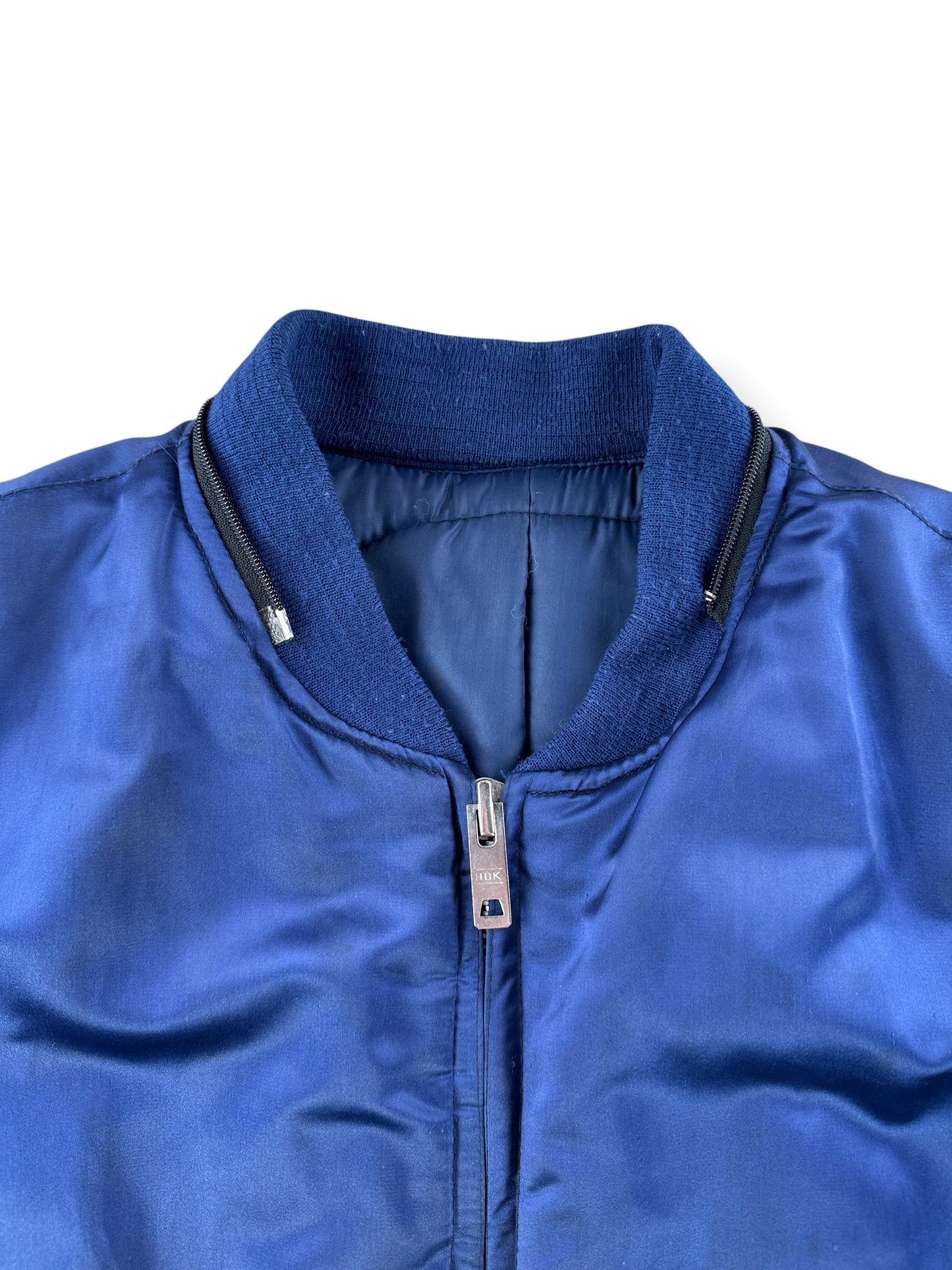 Collar and zipper on Vintage 80s Korea Souvenir Jacket SZ XL