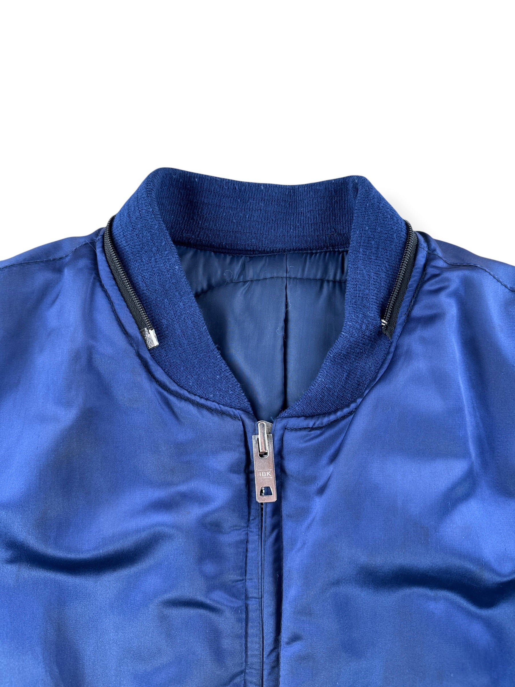 Collar and zipper on Vintage 80s Korea Souvenir Jacket SZ XL