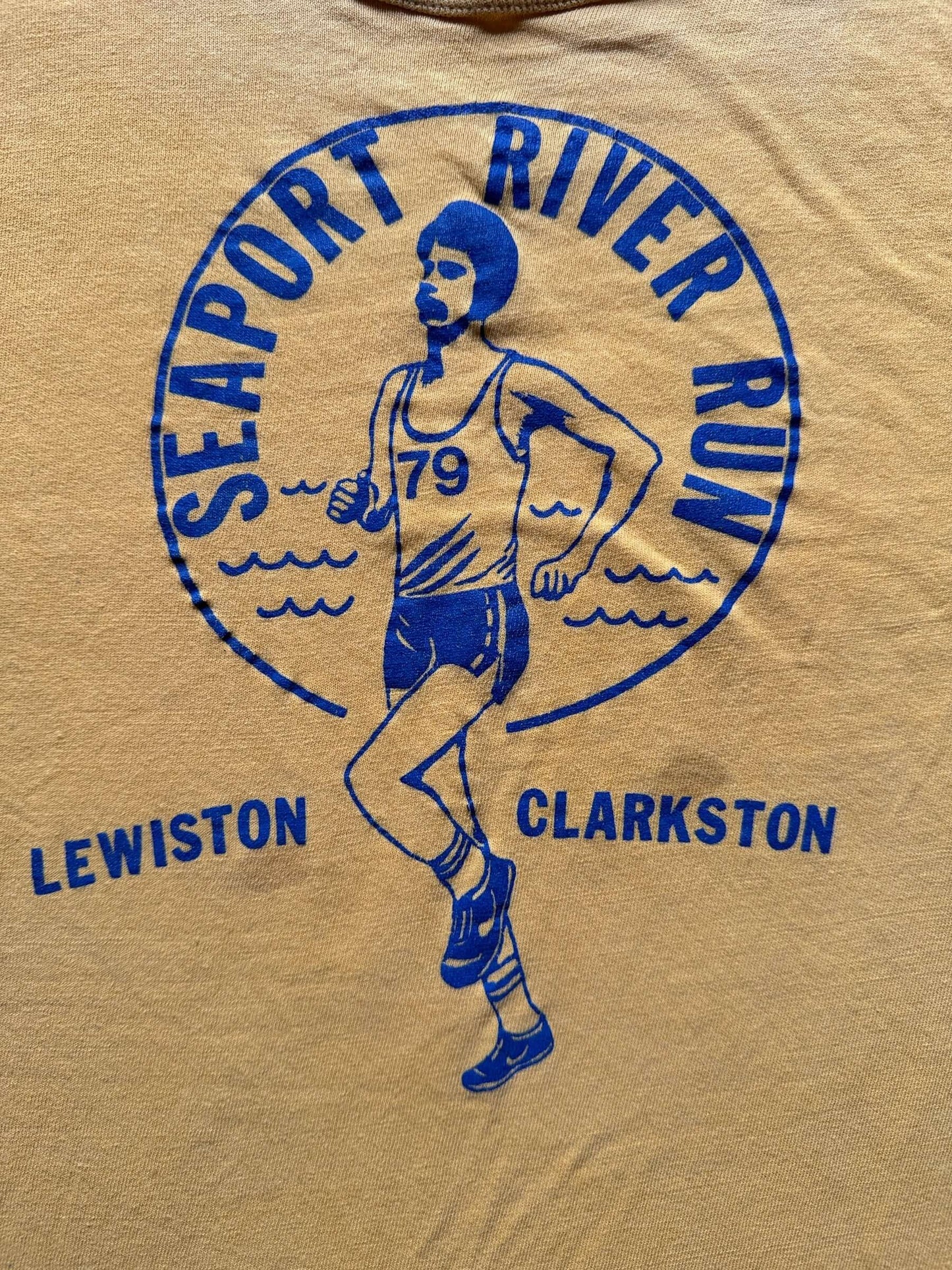 Front Graphic of Vintage 1979 Seaport River Run Tee SZ M