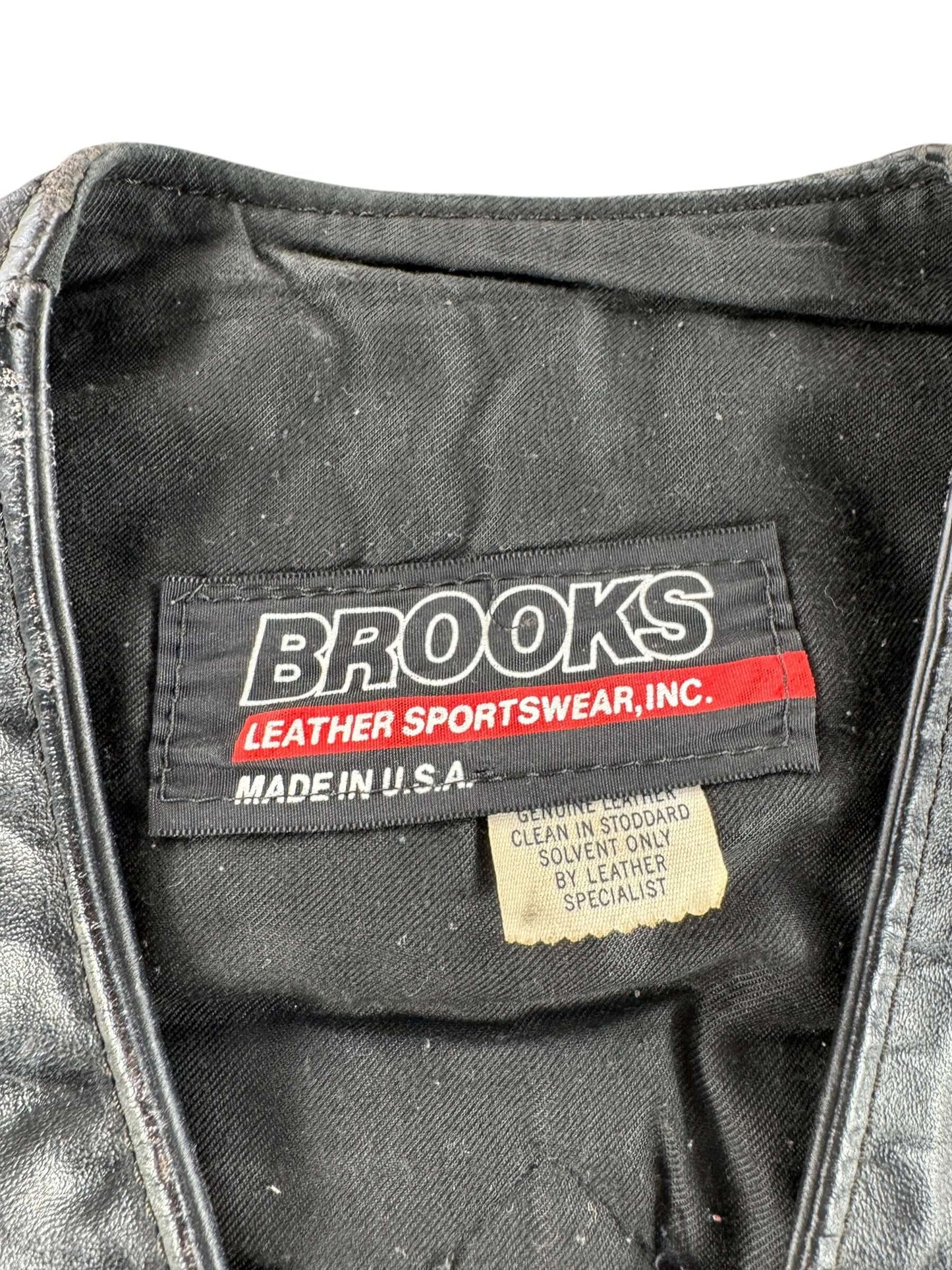 Label on Vintage Honda Biker Leather Vest SZ XS