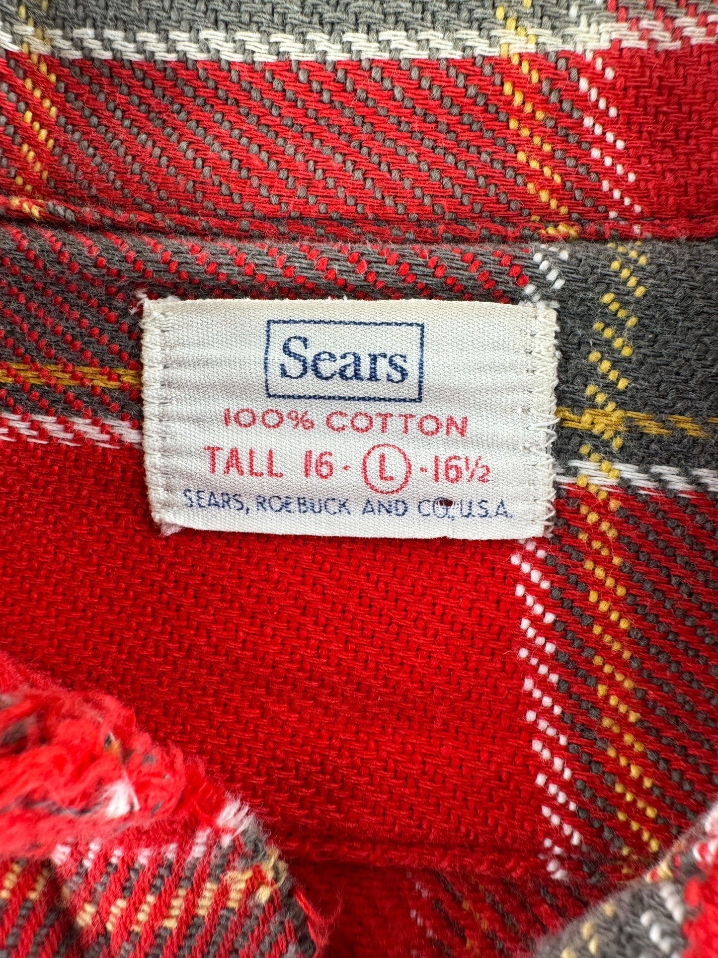 Tag on Vintage 60's Cotton Flannel SZ L