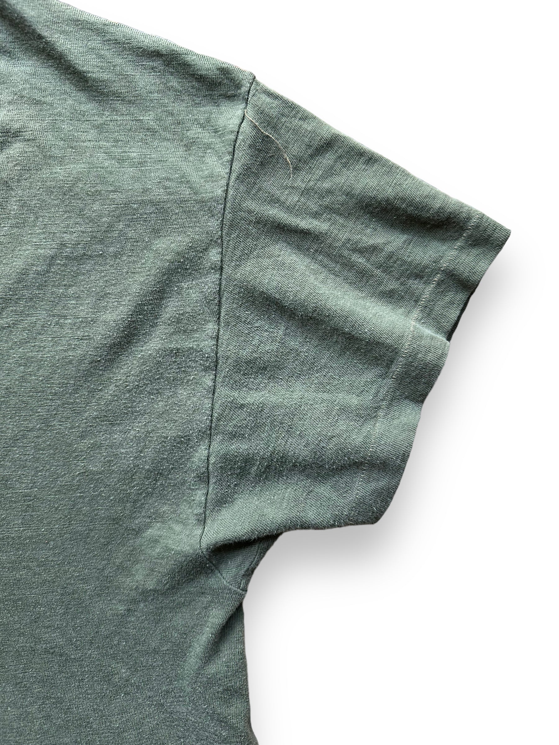 Left Sleeve of Vintage Green Hanes Blank Tee SZ XL | Vintage Blank T-Shirts Seattle | Barn Owl Vintage Tees Seattle