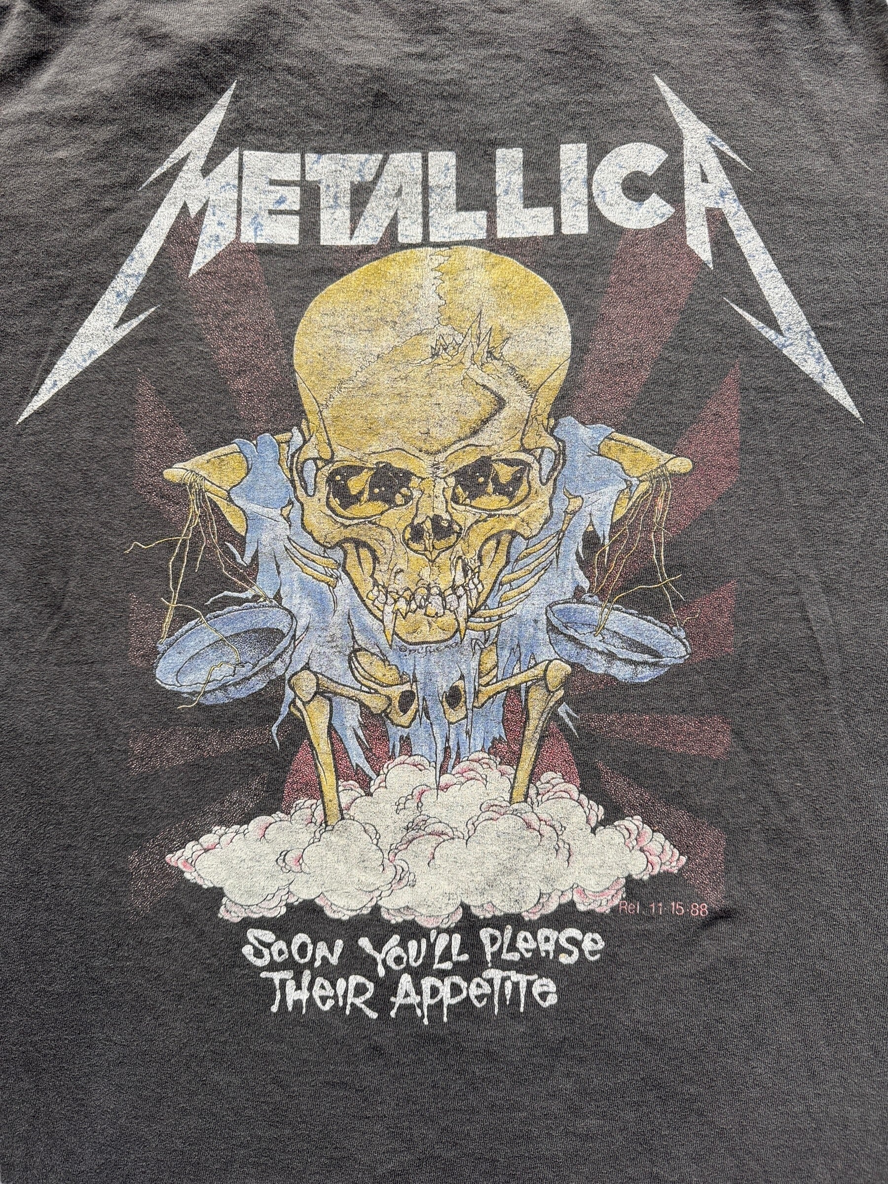 back graphic of Vintage '89 Metallica Pushead Band Tee SZ XL