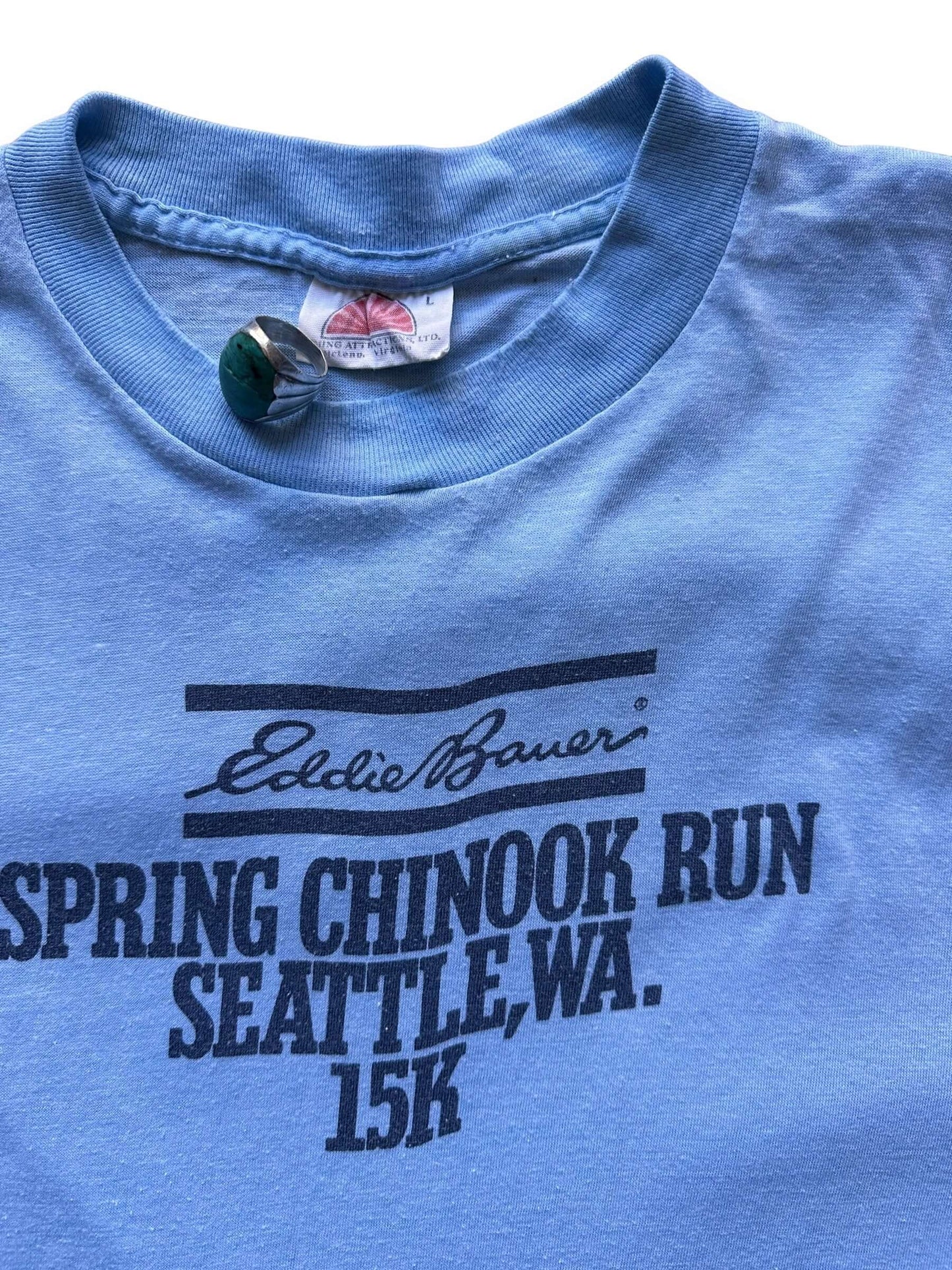 front close up of Vintage Eddie Bauer Spring Chinook 15K Tee SZ S