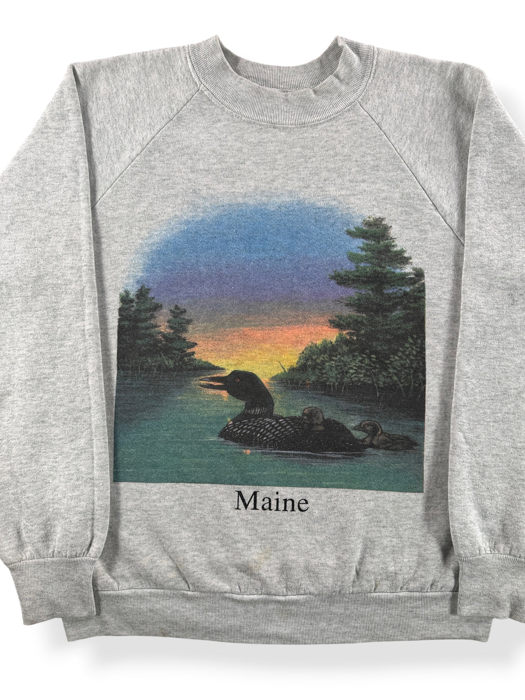 Front Close Up of Vintage Maine Loon Crewneck SZ M