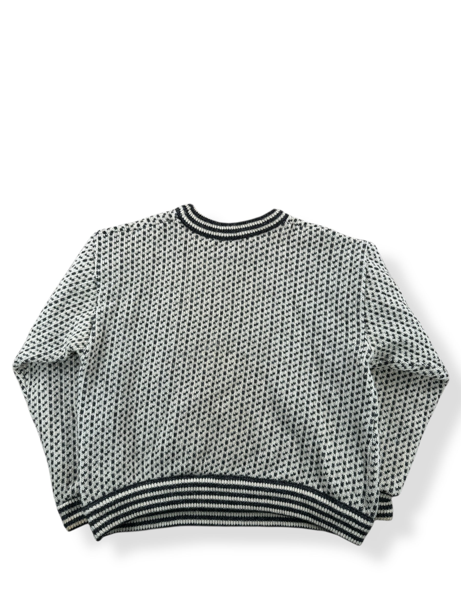 Back of Vintage Men's Off White and Grey LL Bean Birdseye Sweater SZ L