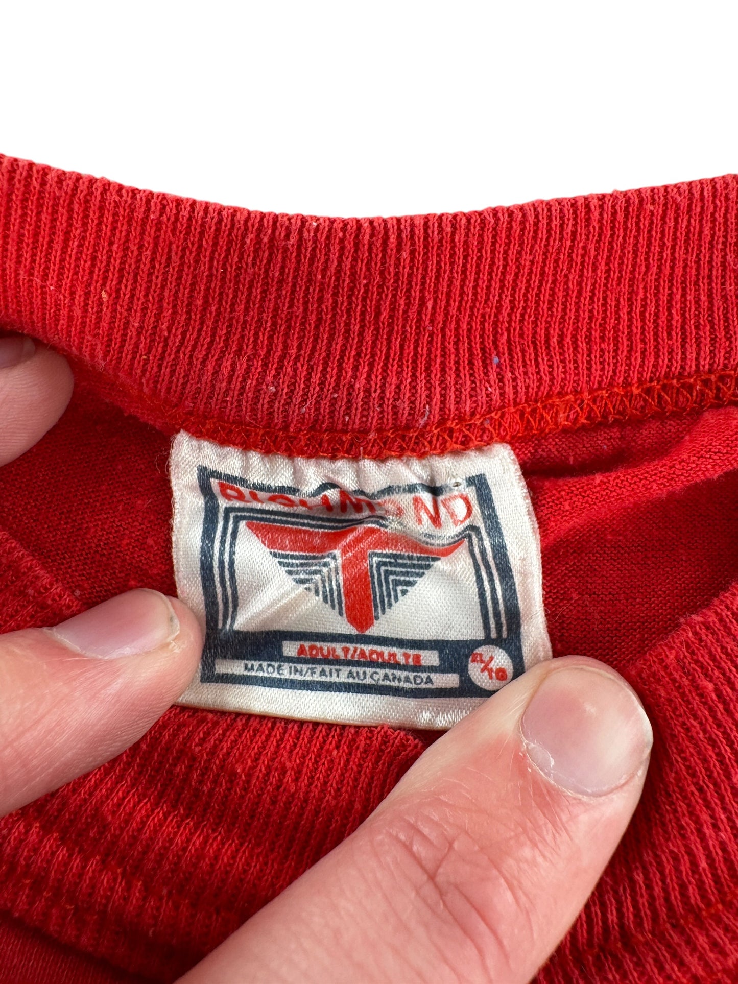 Tag on Vintage Old Firemen Felt Print Tee SZ XL