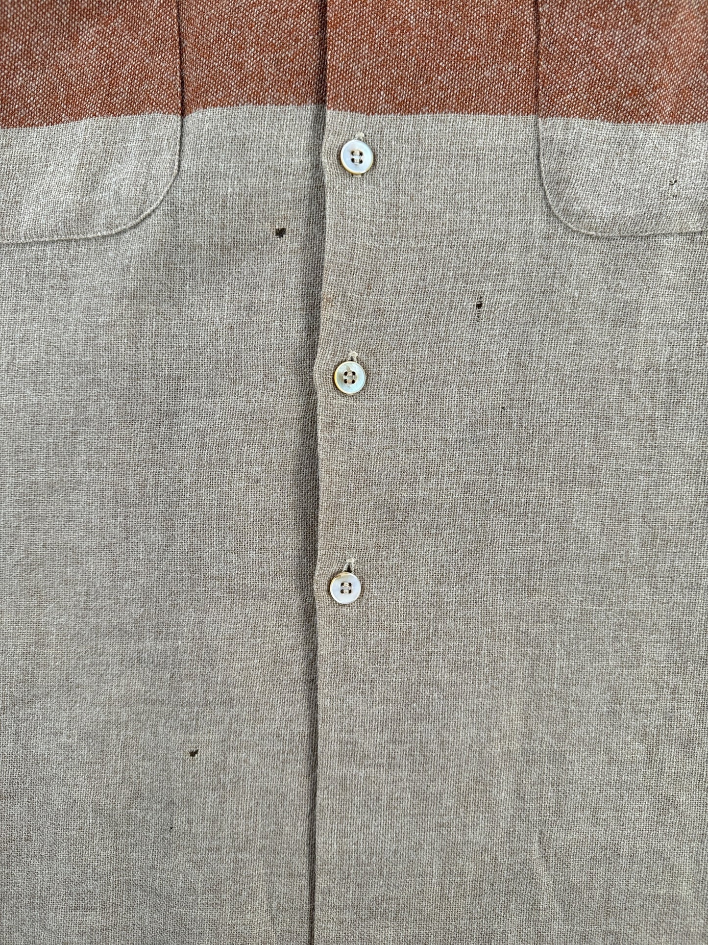Holes on Vintage Loop Collar Feedsack-esque Short Sleeve Shirt SZ L AS IS