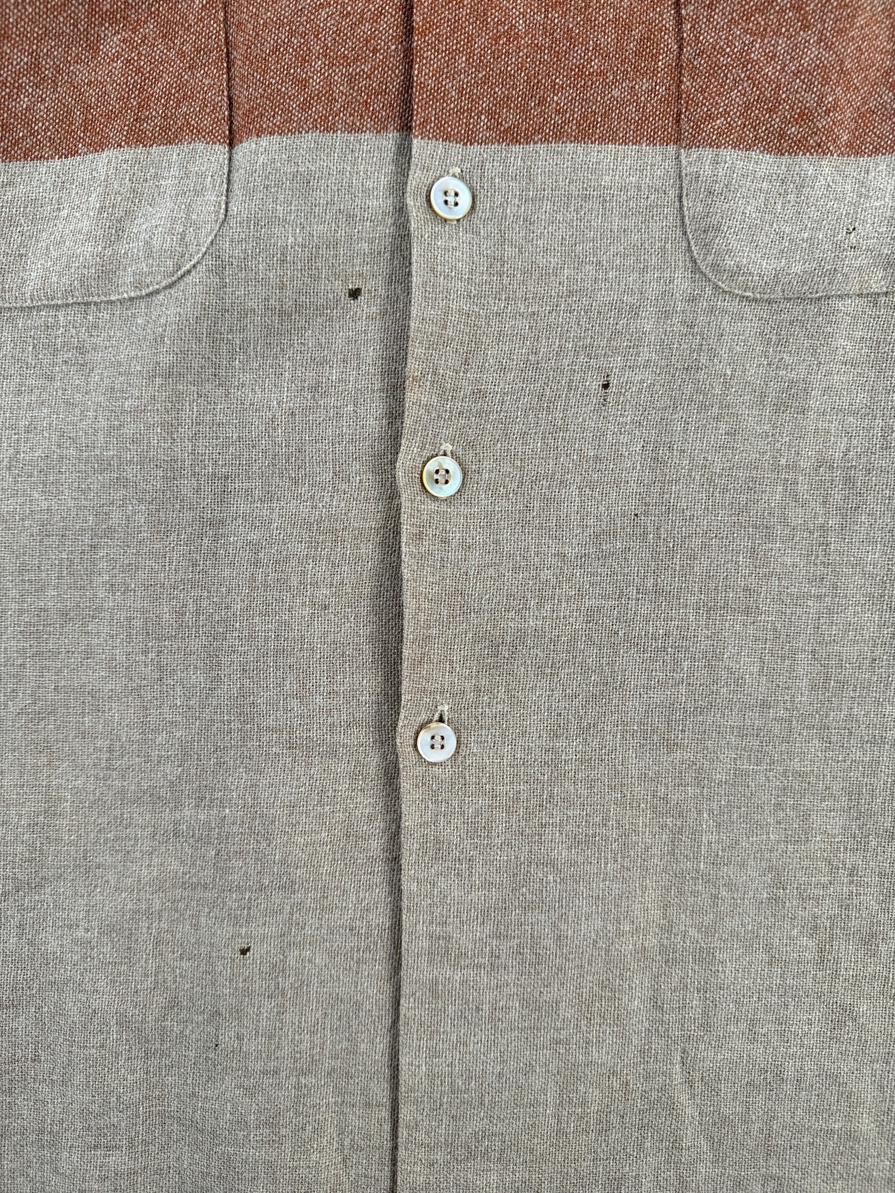Holes on Vintage Loop Collar Feedsack-esque Short Sleeve Shirt SZ L AS IS