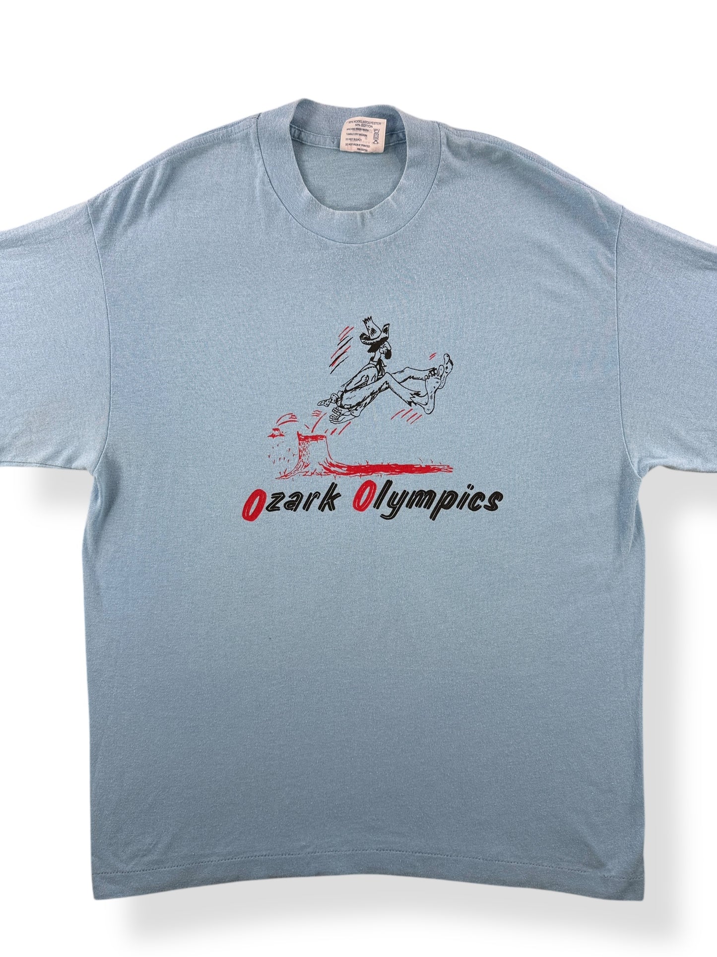 Front Close Up of Vintage Ozark Olympics Tee SZ XL