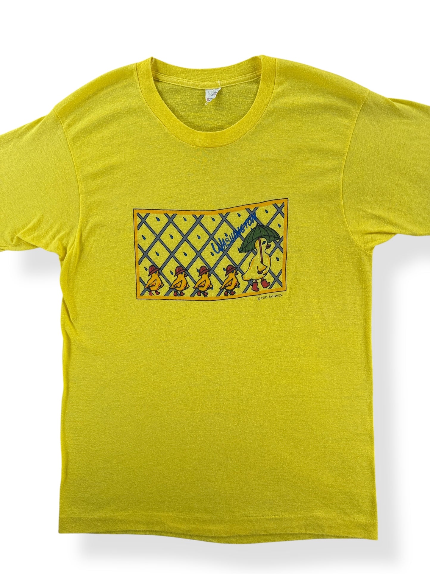 Front Close Up of Vintage Washington Duckies Rain Tee SZ S