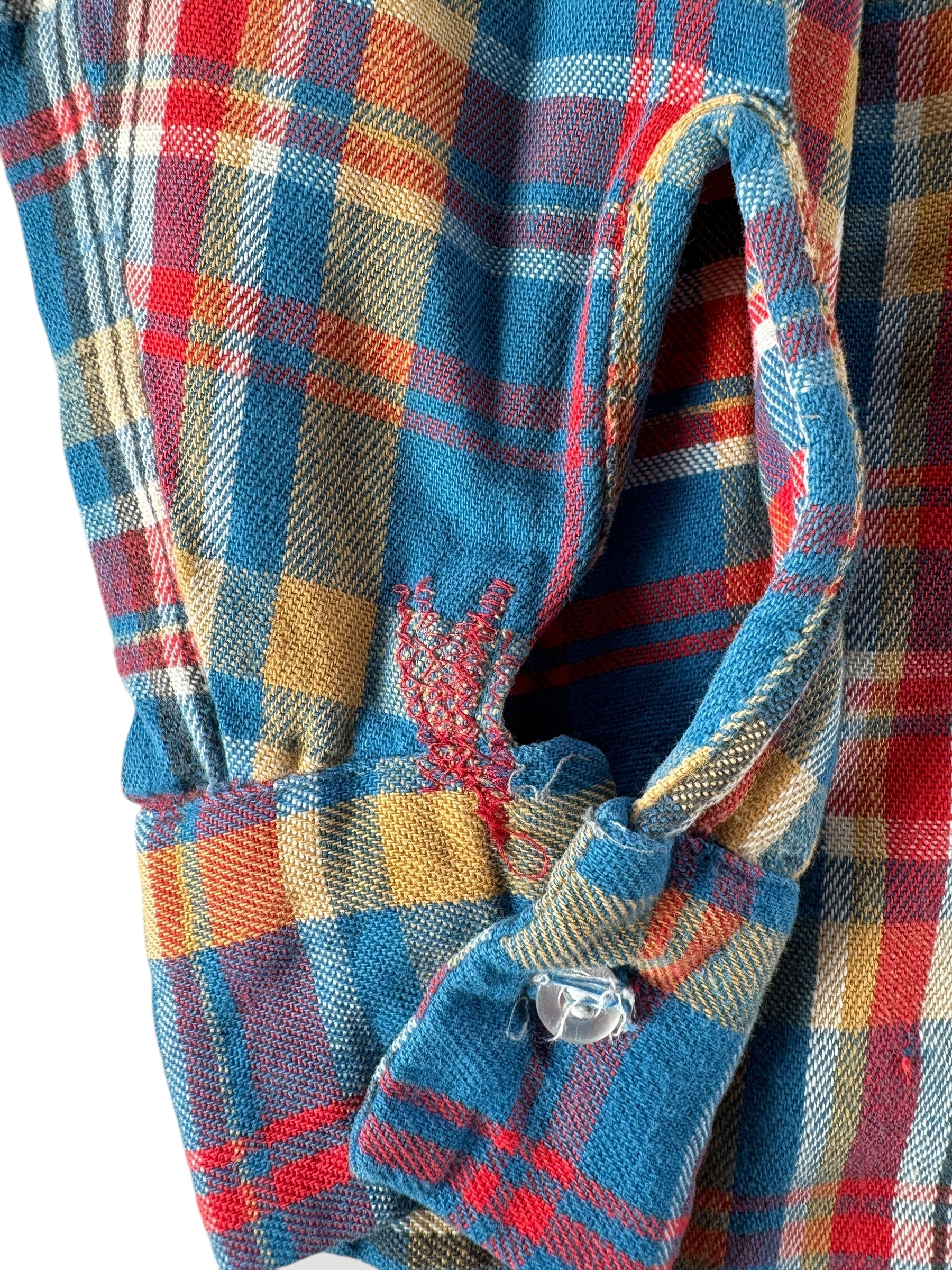 Repair on Sleeve of Vintage Cone Fabric Cotton Flannel SZ XL