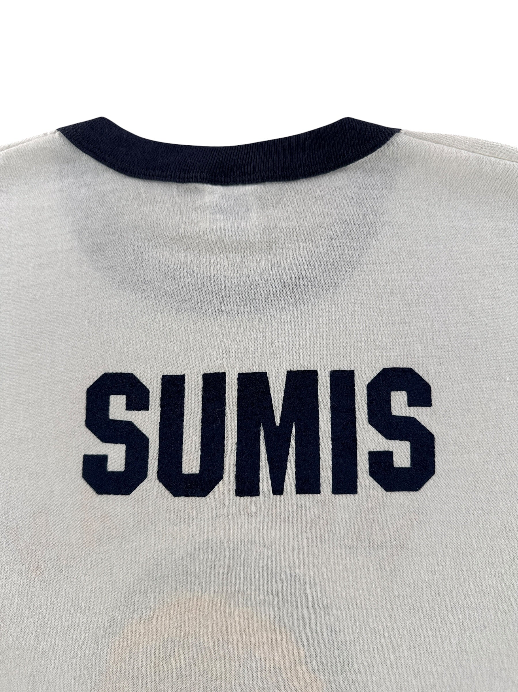 Back Graphic of Vintage Meridian Football Ringer Tee SZ L (Fits M)
