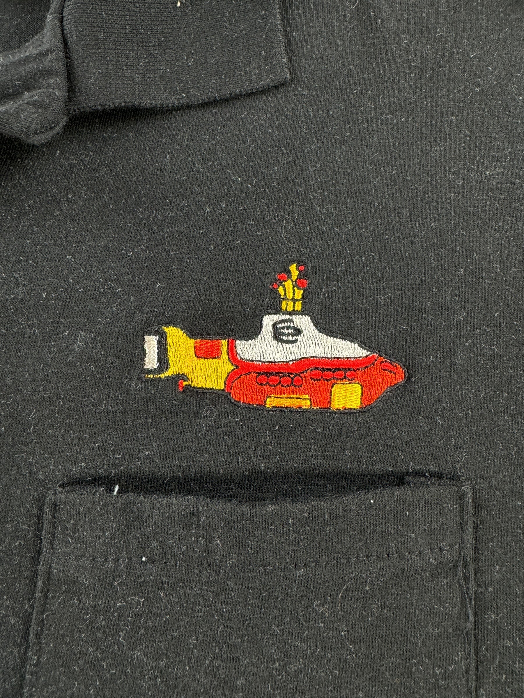 Embroidery on Vintage Beatles Yellow Submarine Polo Shirt SZ XL