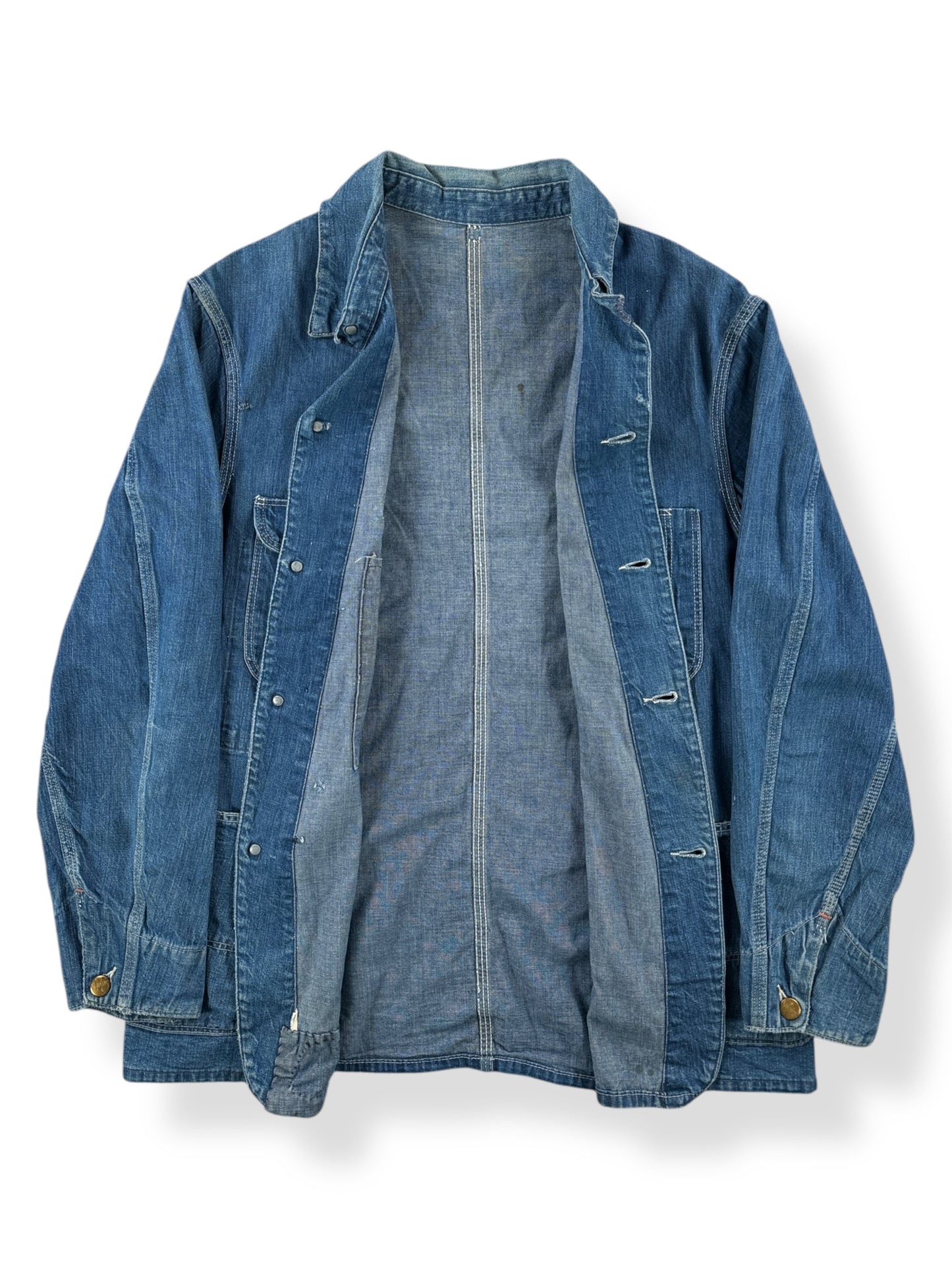 Inside of Vintage Hand Repaired Sanforized Denim Chore Coat SZ L