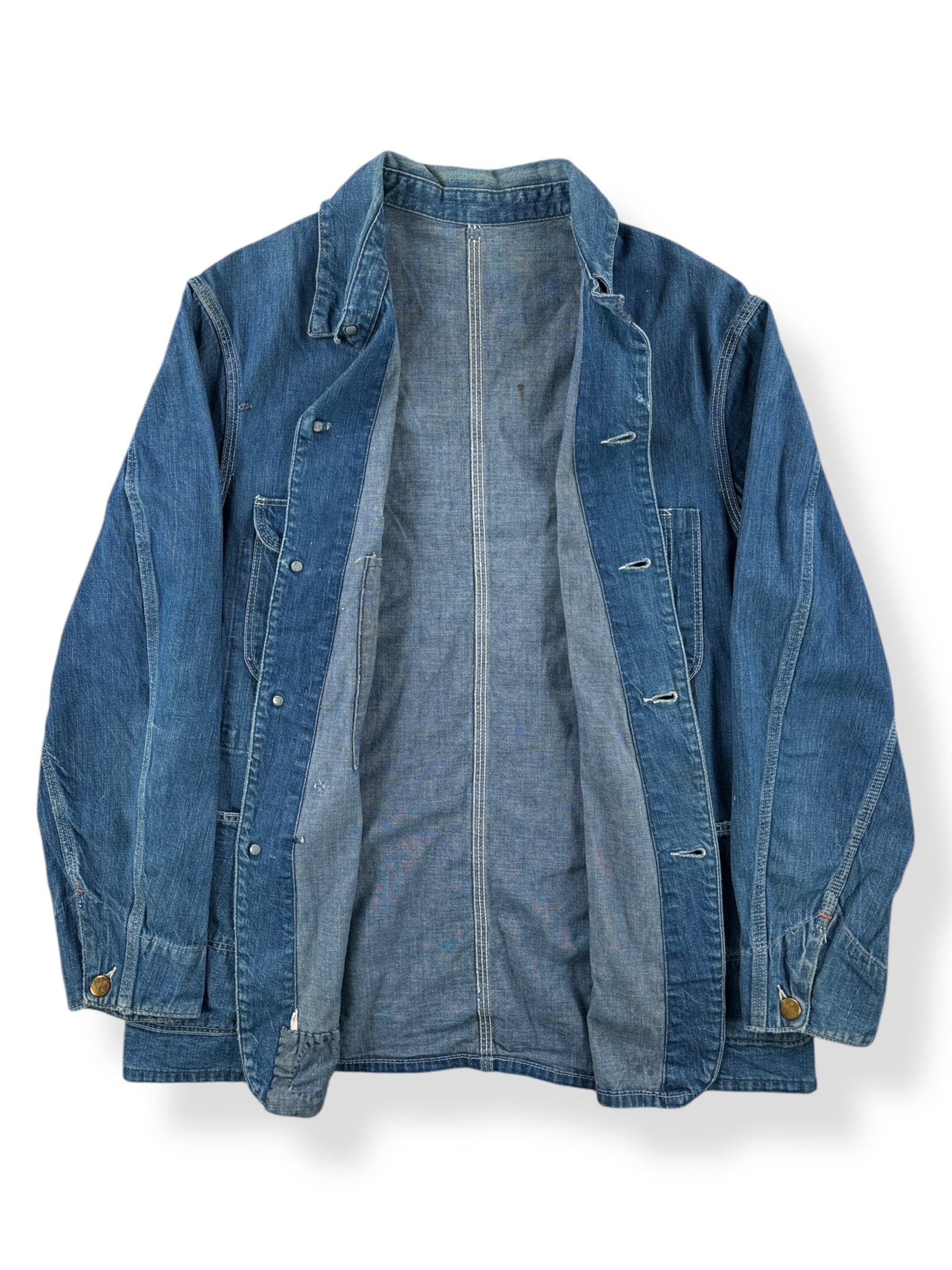 Inside of Vintage Hand Repaired Sanforized Denim Chore Coat SZ L