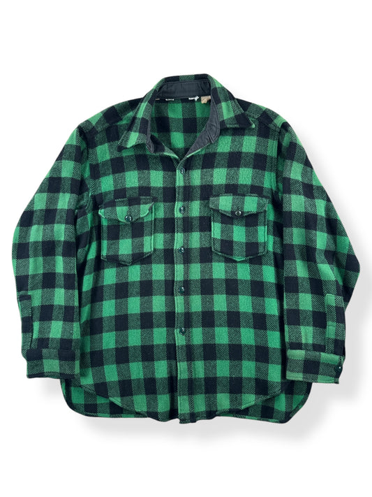 Front of Vintage Woolrich Green & Black Jac-Shirt SZ L