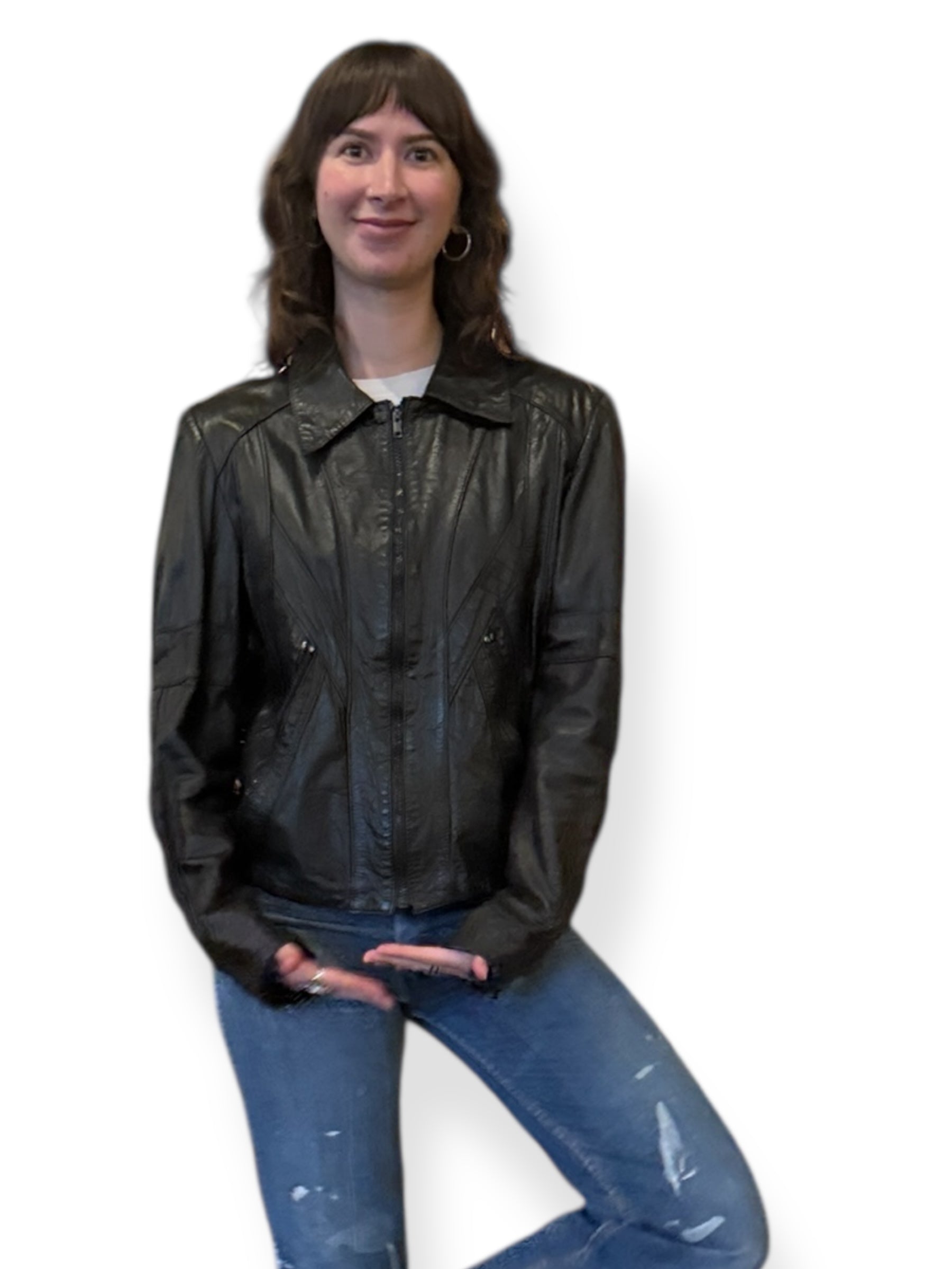 Front of Vintage 70s Wilson's Cropped Leather Jacket SZ 44