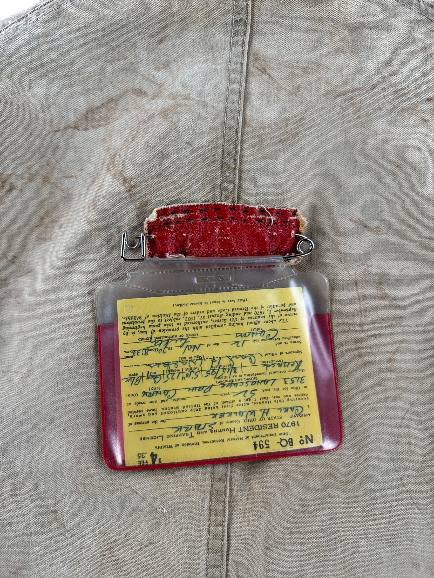 License on Vintage Hunting Jacket SZ L