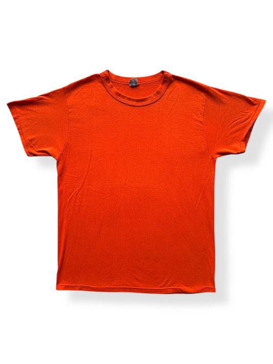 Front of Vintage Champion Blue Bar Orange Blank Tee SZ XL