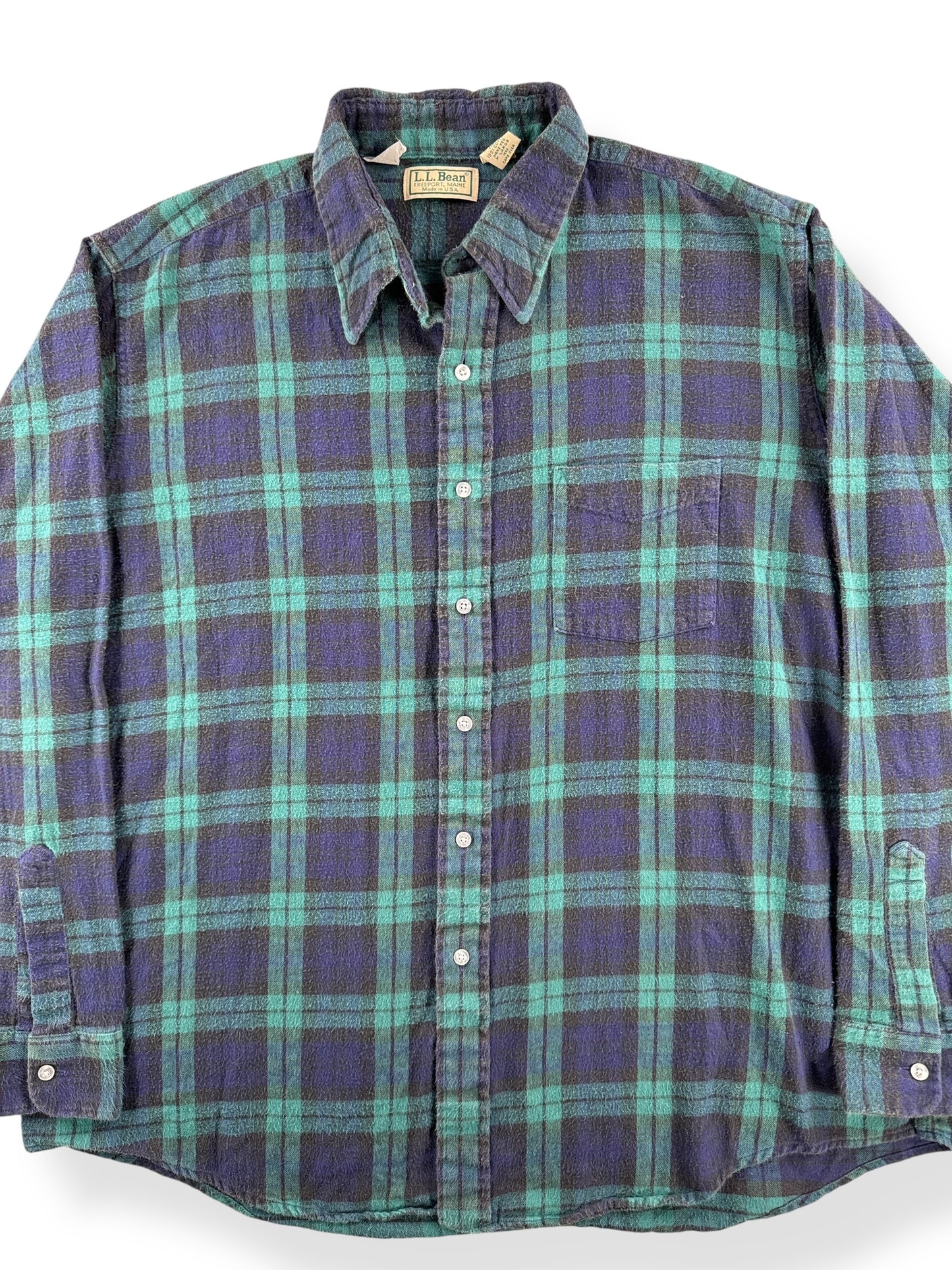 Front Close Up of Vintage LL Bean Cotton Flannel SZ XL