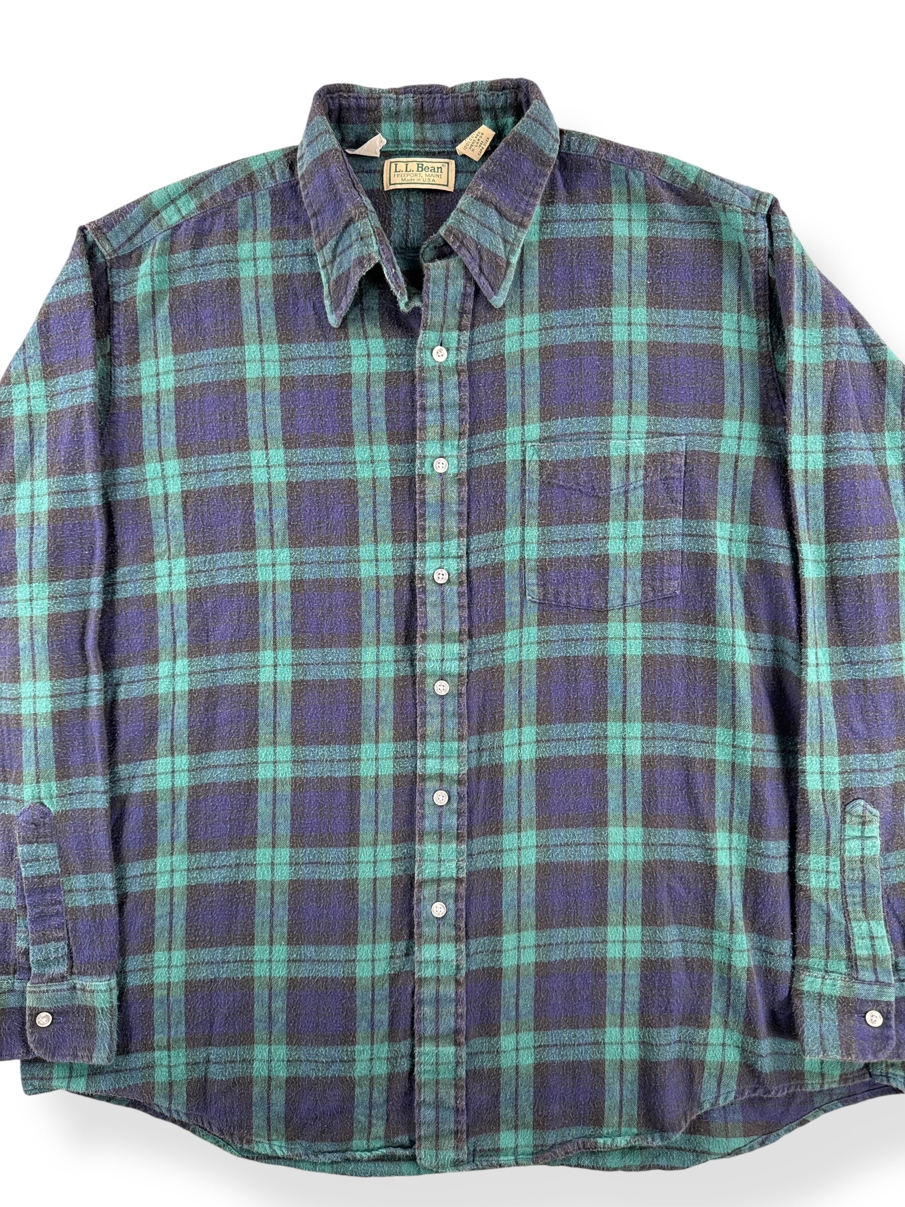 Front Close Up of Vintage LL Bean Cotton Flannel SZ XL