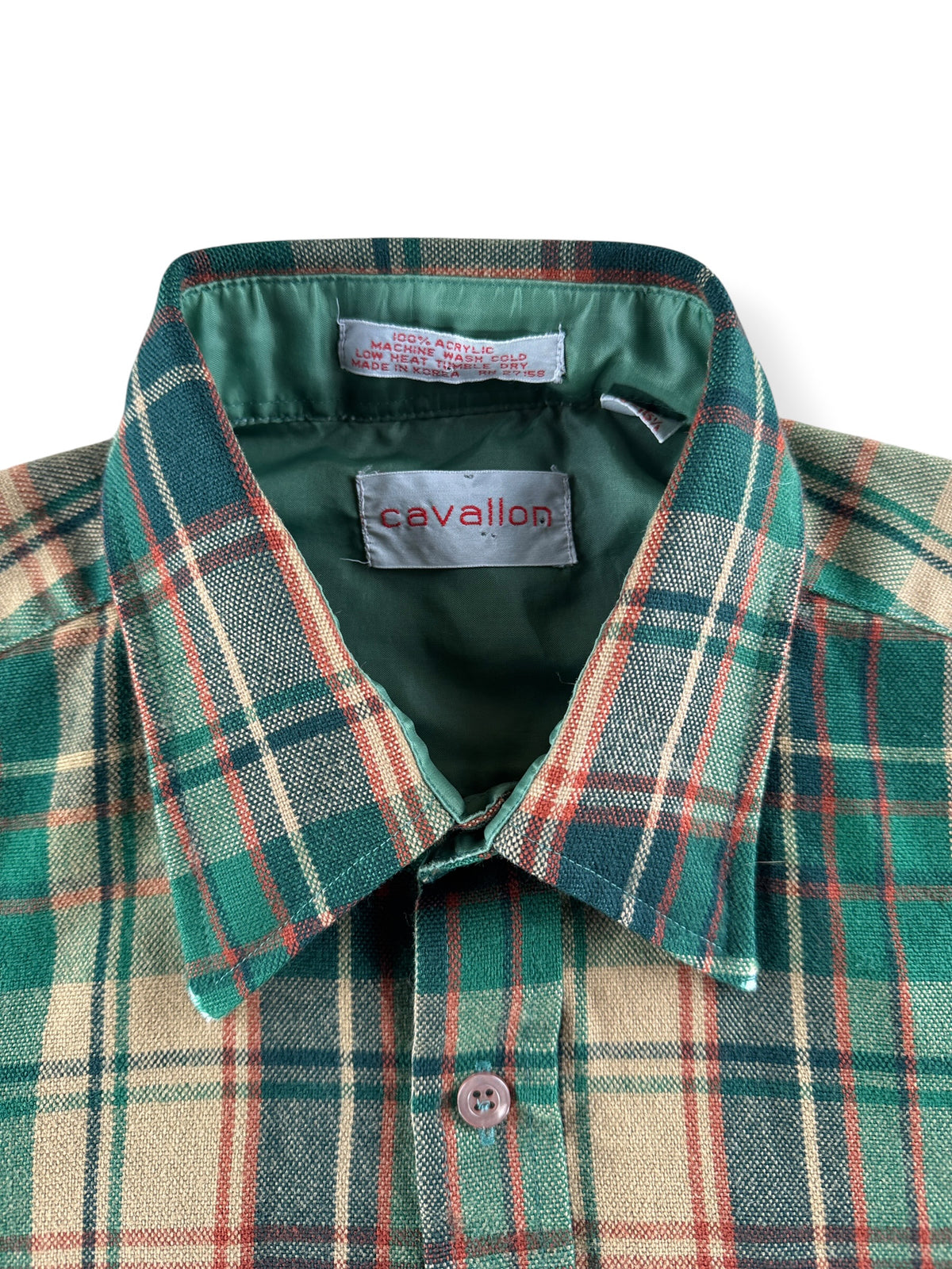 Collar on Vintage 70s Acrylic Board Shirt SZ M