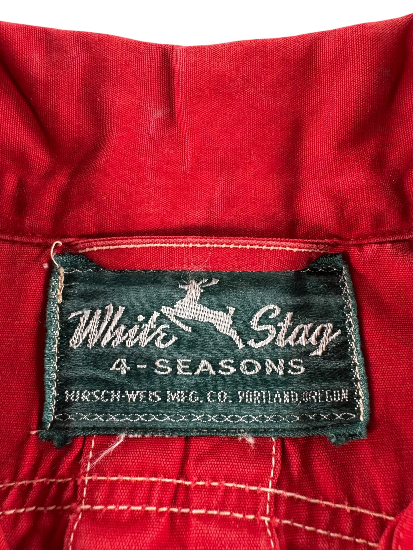Label on Vintage 40s White Stag Jacket SZ XS