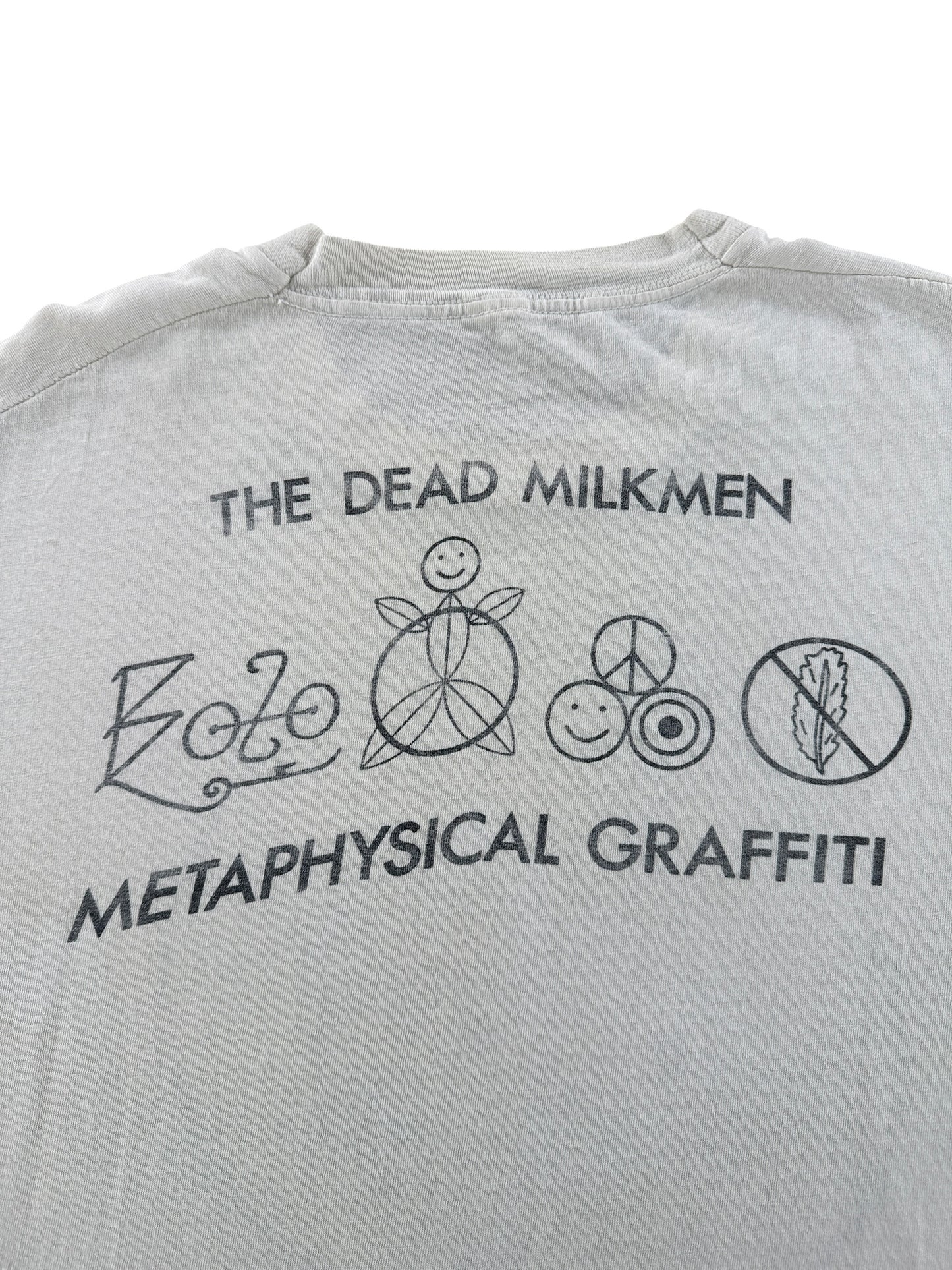 Back Graphic of Vintage Dead Milkmen Metaphysical Graffiti Tee SZ L