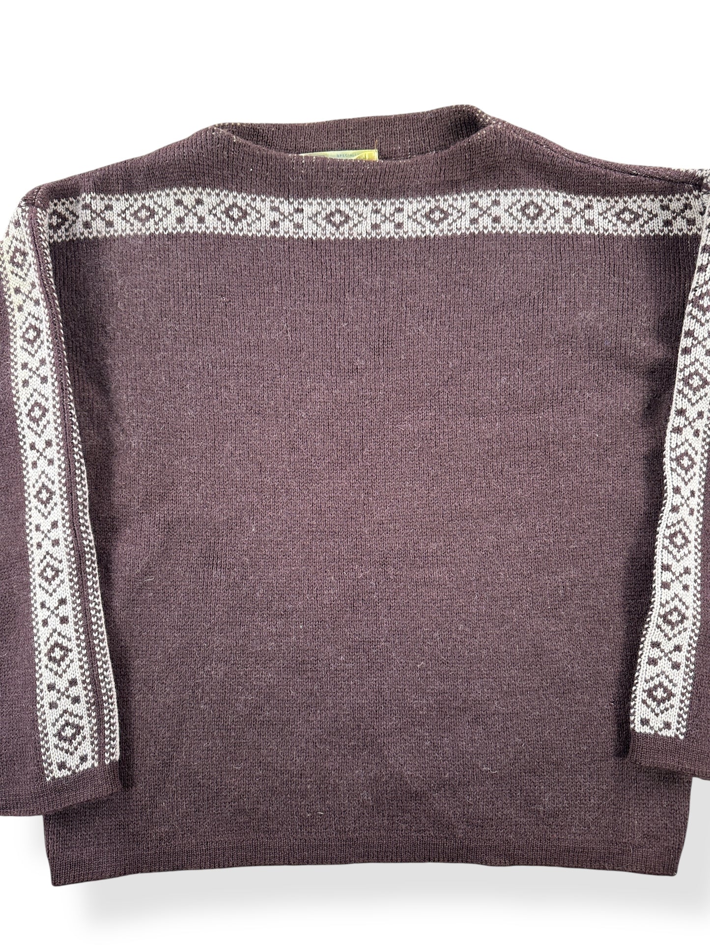 Front Close Up of Vintage German Made Wool Ski Sweater SZ M