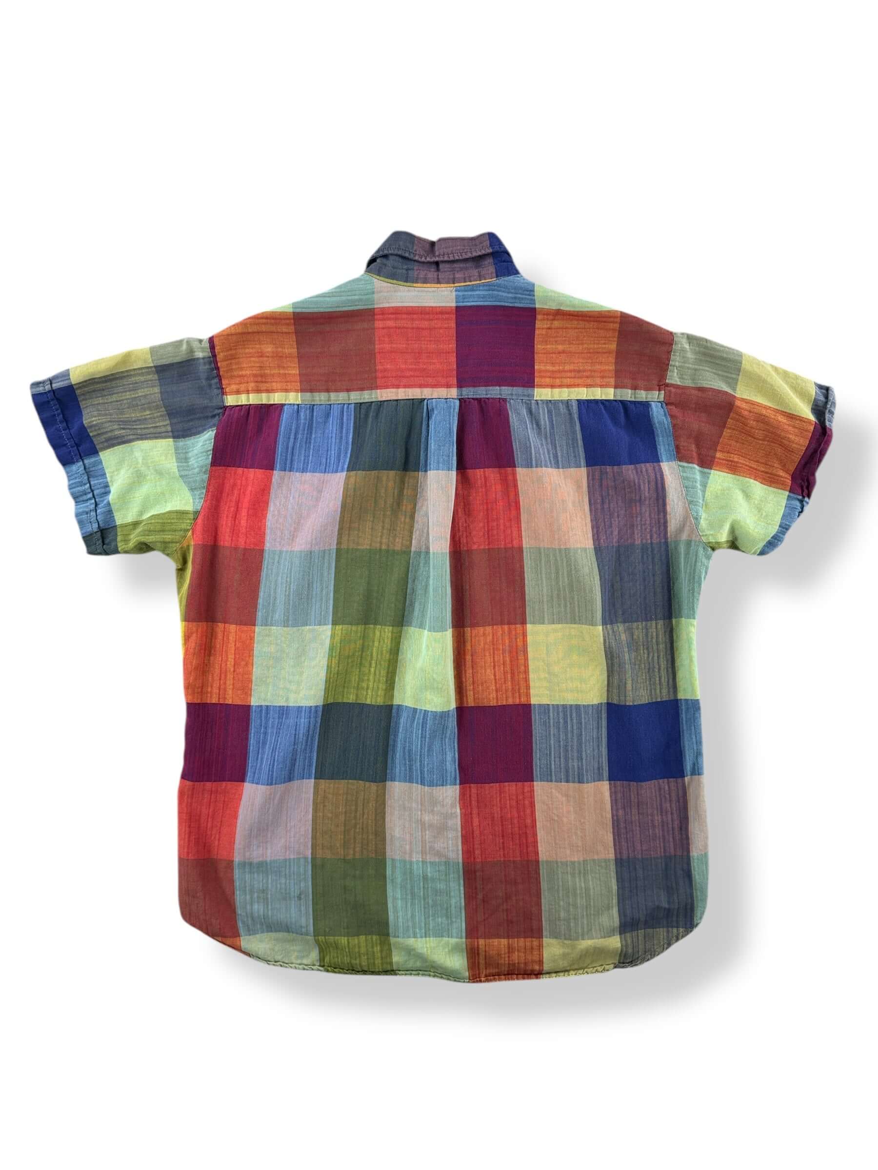 Back of Vintage Plaid Short Sleeve Button Down Shirt SZ M