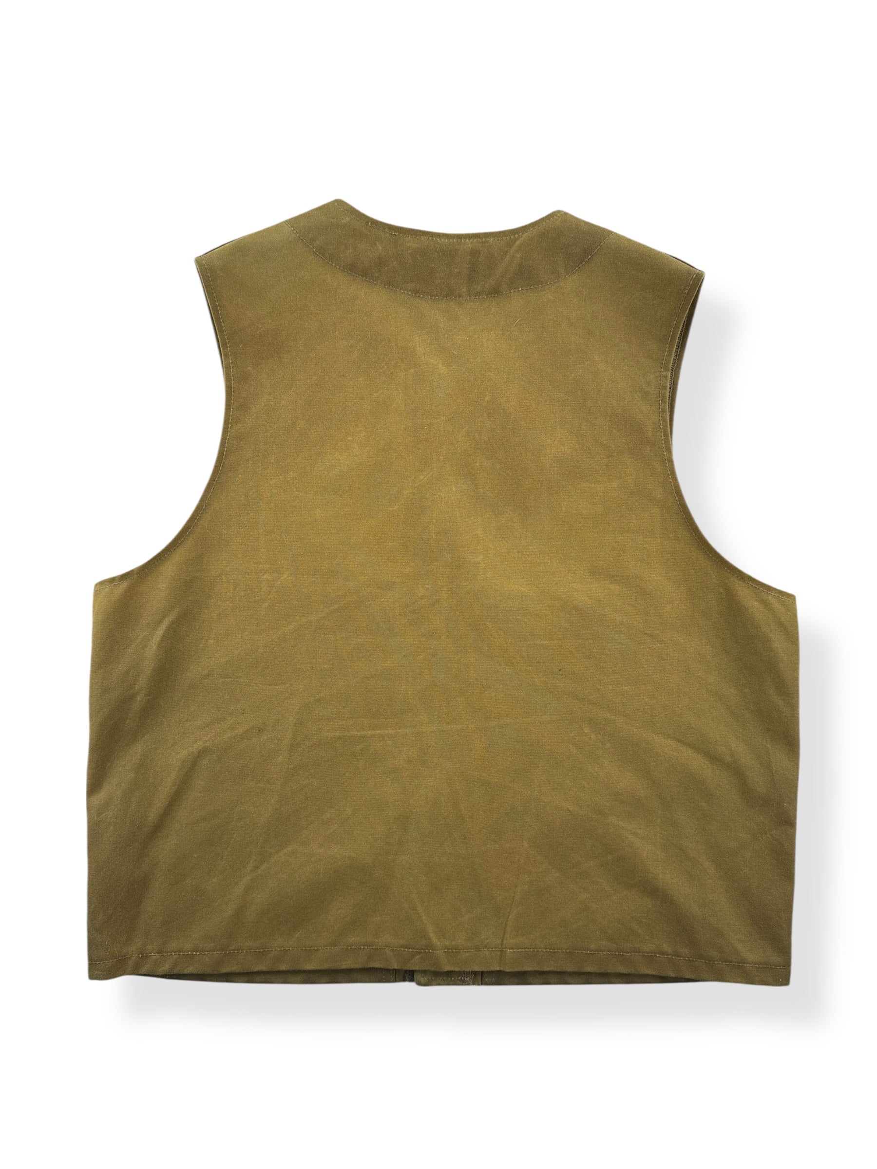 Back of Filson Dark Tan Tin Cloth Vest SZ 46