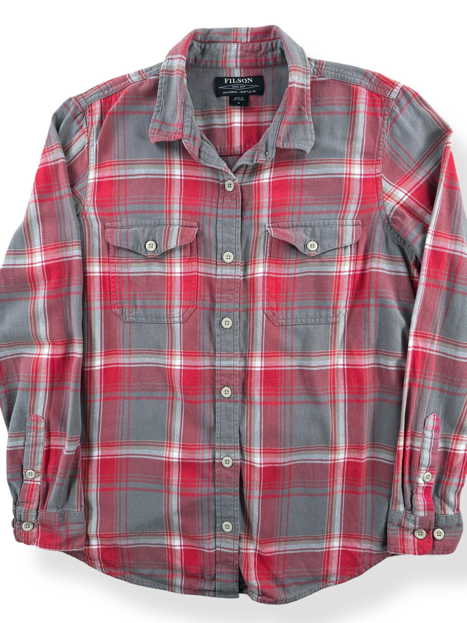 Front Close Up of Filson Women's Scout Flannel Shirt SZ M