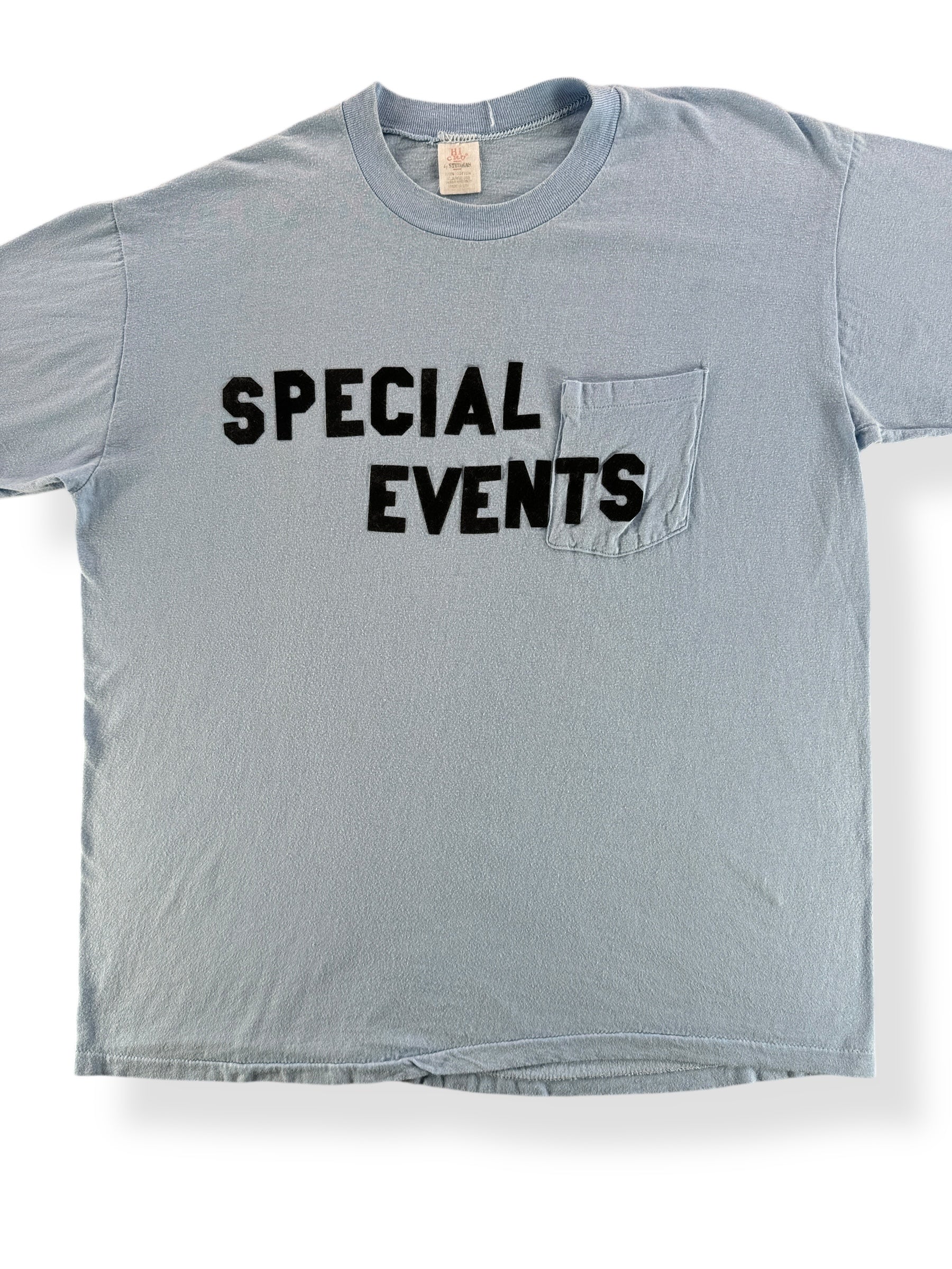 Front Close Up of Vintage Hi-Crew Special Events Pocket Tee SZ XL