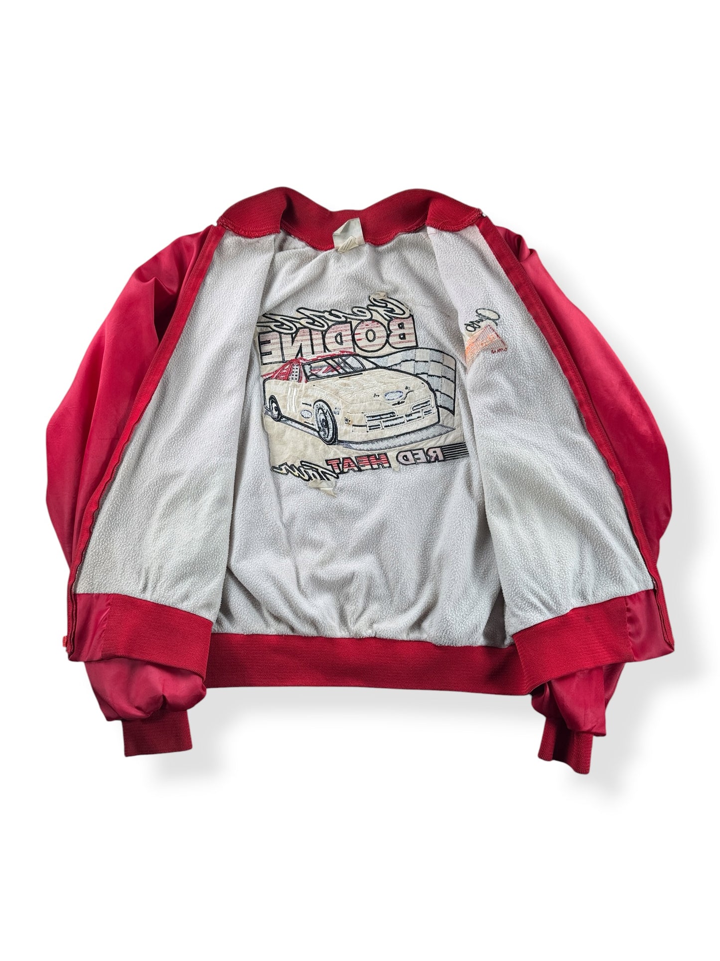 Inside of Vintage Geoff Bodine Team Budweiser Nylon Jacket SZ S - AS IS