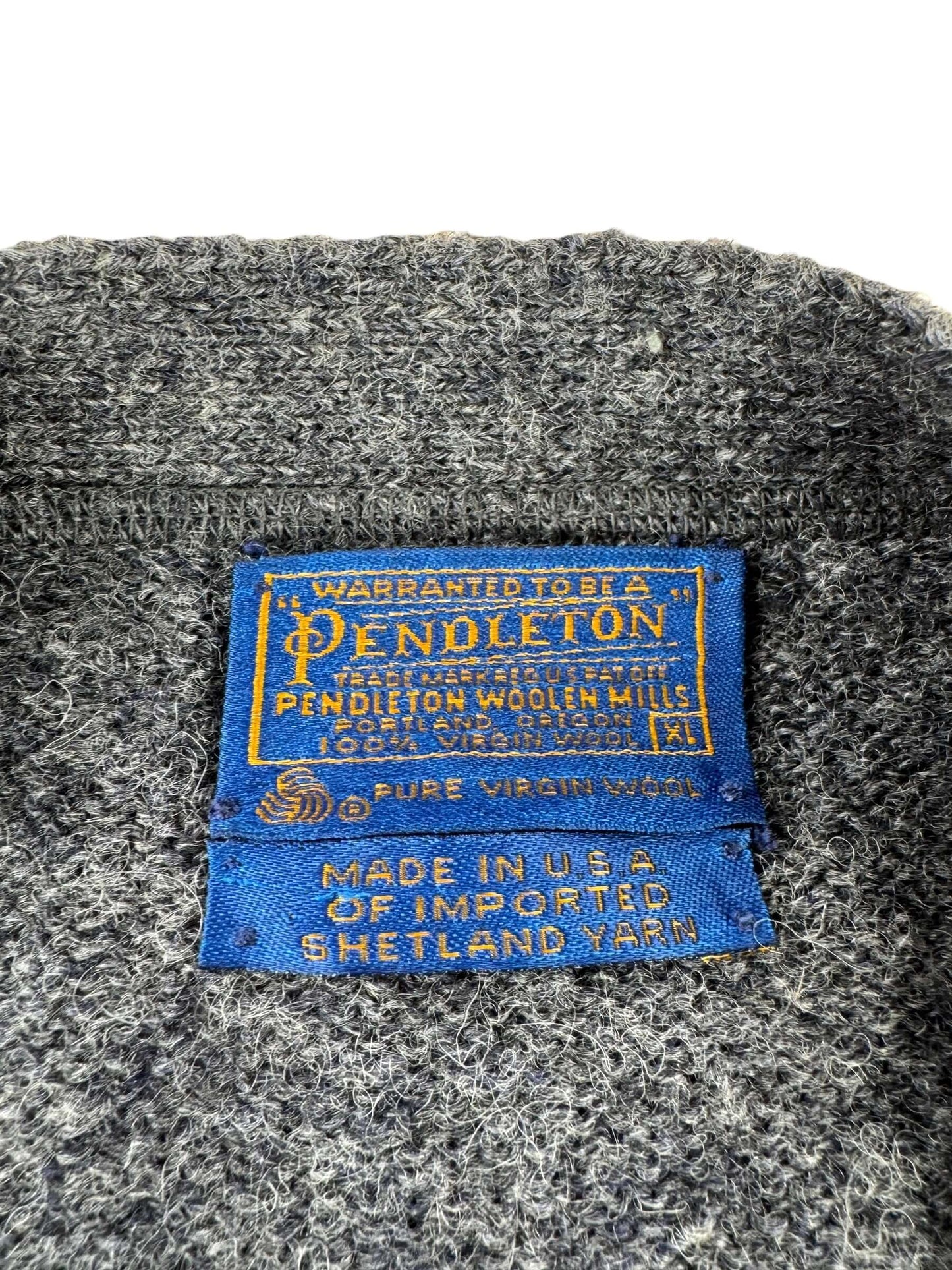 Tag on Vintage Grey Pendleton Cardigan Sweater SZ XL