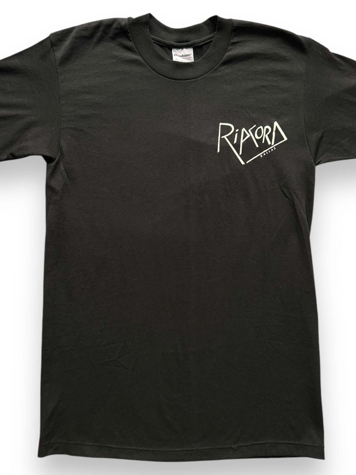 front close up of Vintage Ripcord Dallas Gay Leather Bar Tee SZ M