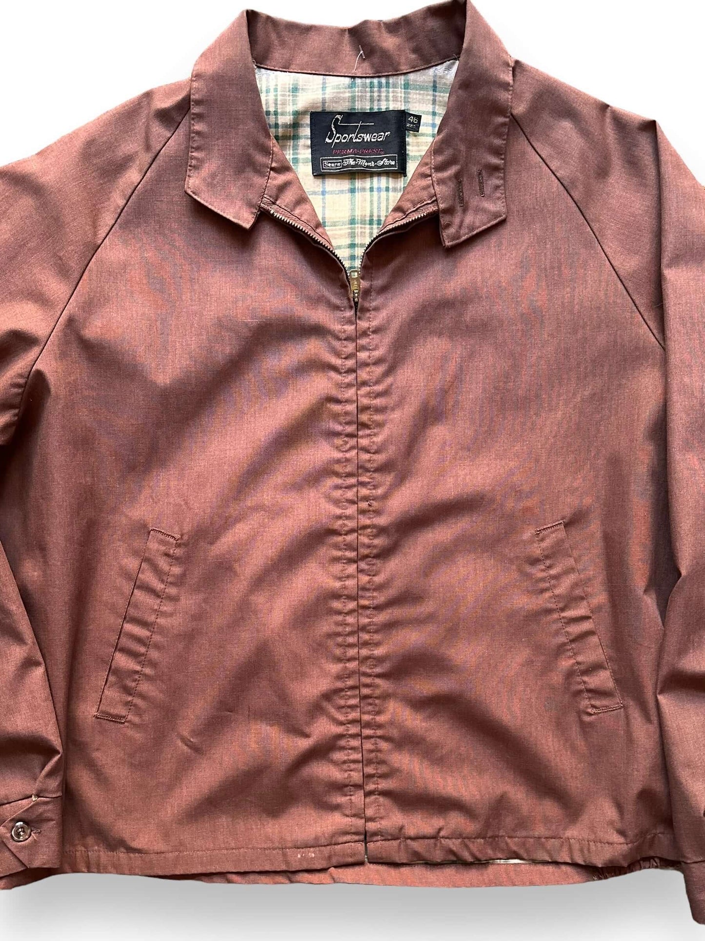 front close up of Vintage Brown Sears Sportswear Light Jacket SZ L