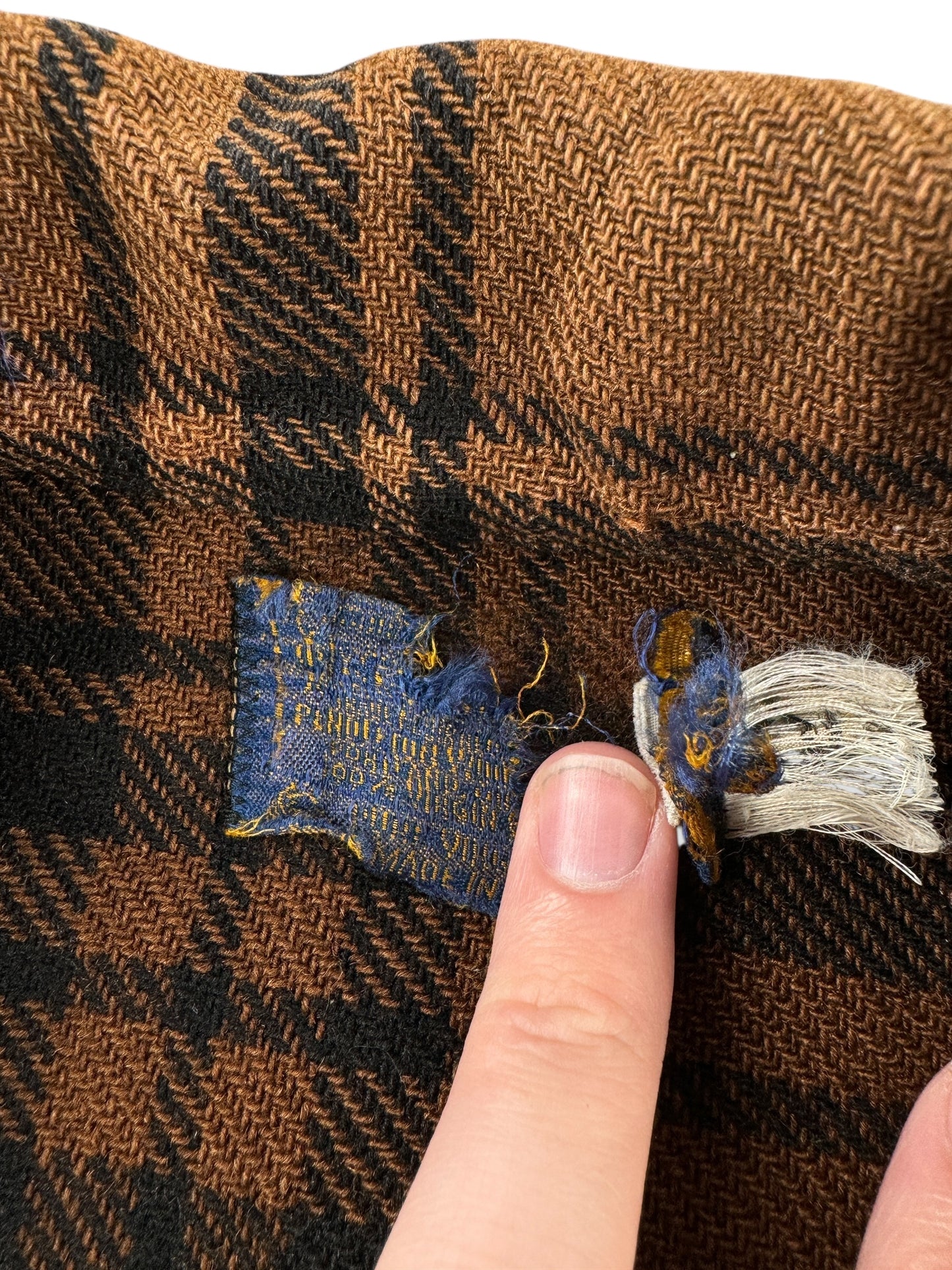 Tag on Vintage Pendleton Brown & Black Mackinaw Cruiser Jacket SZ XL