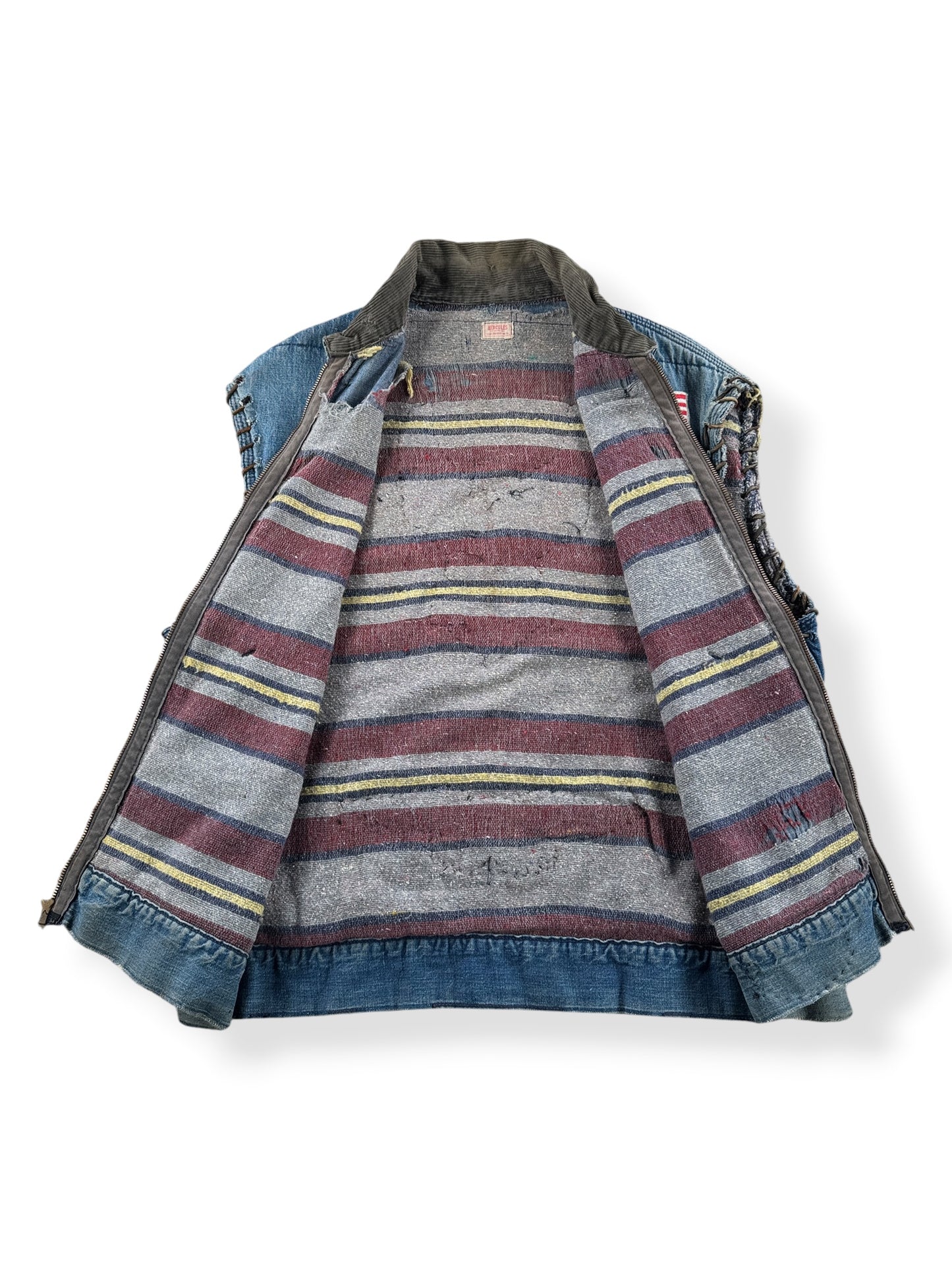Inside of Vintage 50s Hurcules Denim Biker Vest SZ L - AS IS