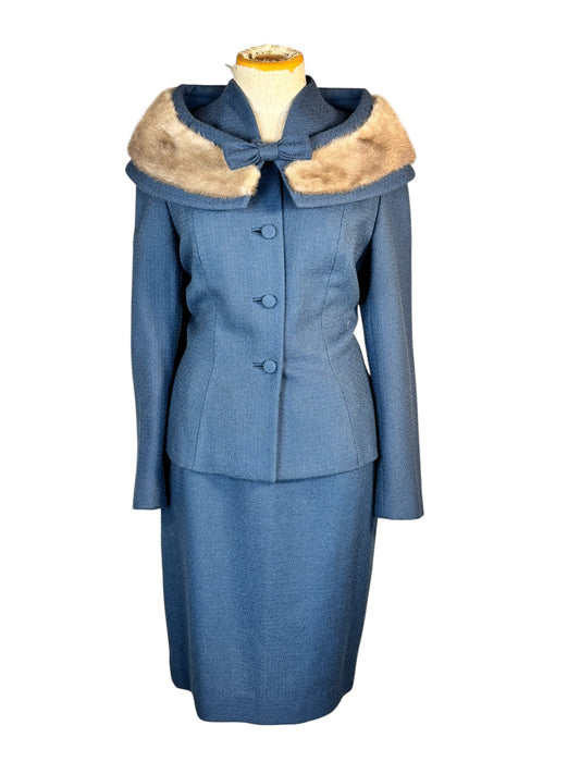 1960s Lilli Ann Periwinkle Mink Set L