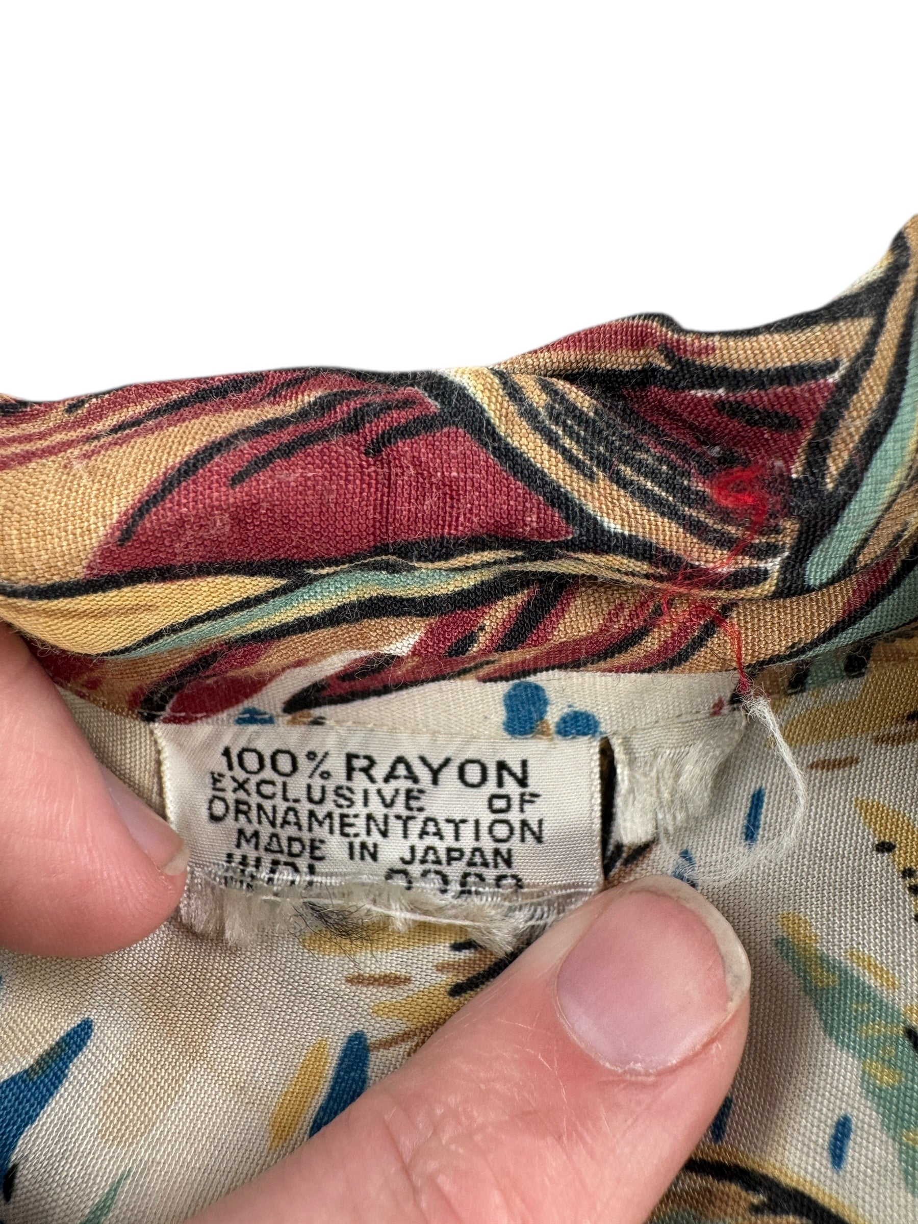 Tag on Vintage Rayon Floral Aloha Shirt SZ L